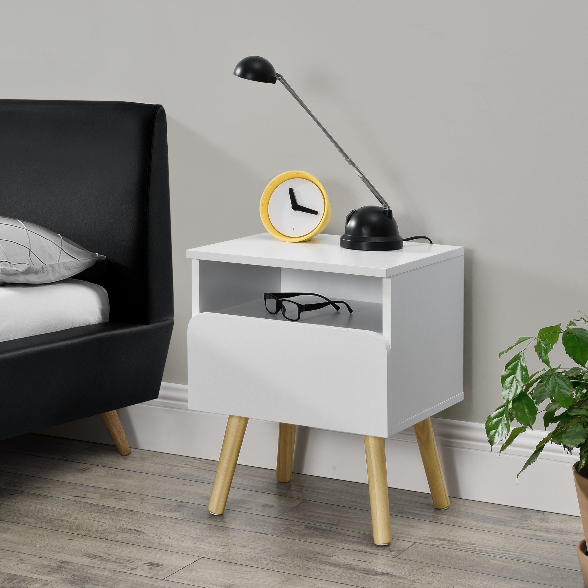 en.casa Nachttisch, Stylischer Beistelltisch »Dargaville« mit Schublade -  40 x 34 x 50cm - Weiß online kaufen | OTTO