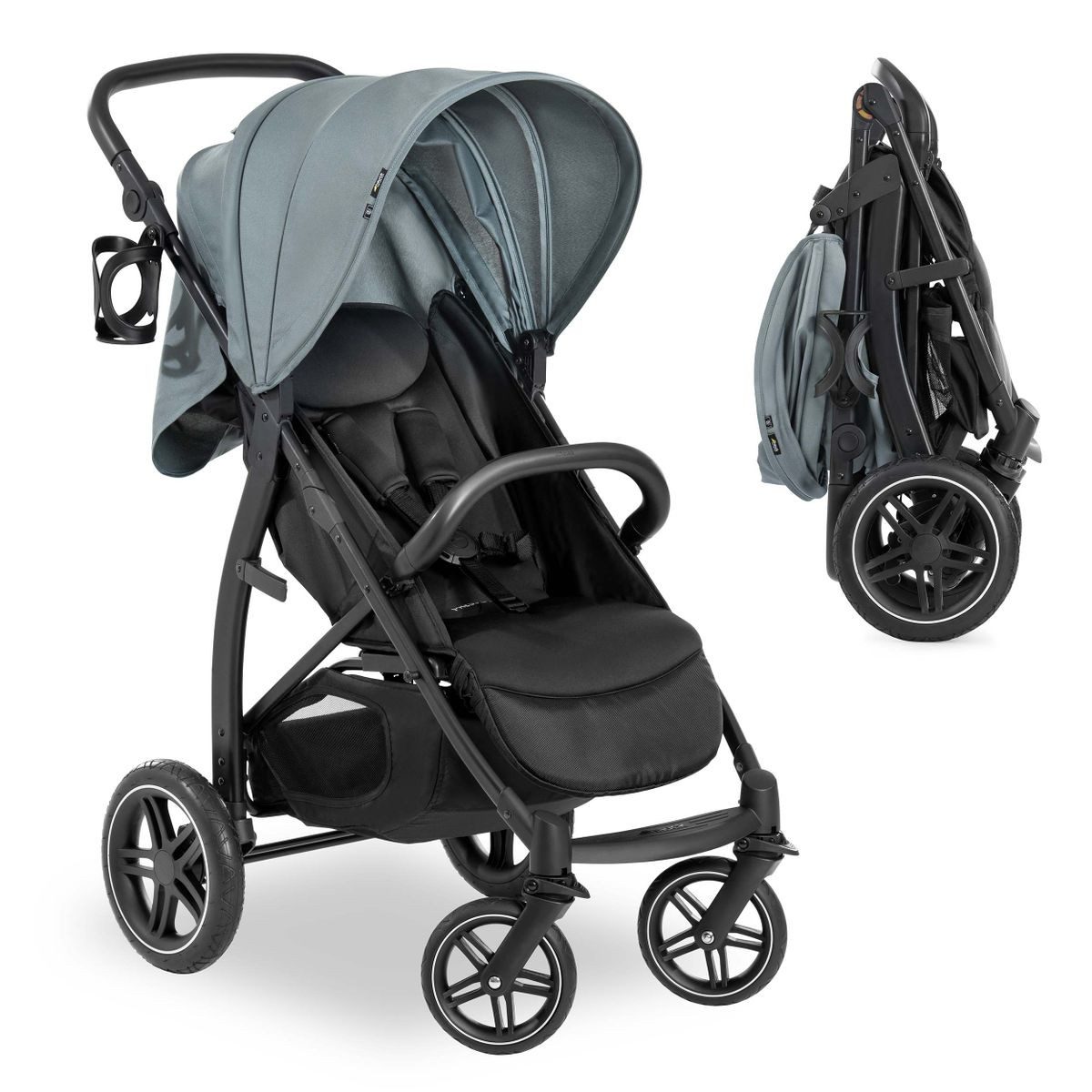 Hauck Kinder-Buggy Rapid 4D - Jungle Green, Sportwagen mit Einhand-Faltmechanismus, höhenverstellbar bis 25 kg