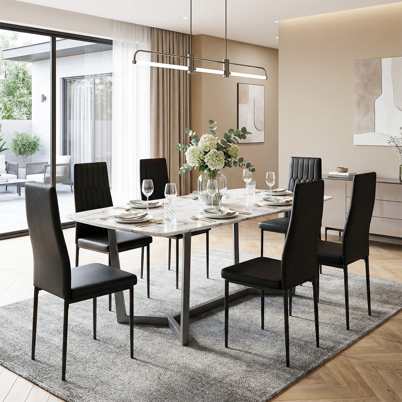 TLGREEN Esszimmerstuhl Stuhl mit hoher Rückenlehne, (6 St), für Esstisch, Esszimmer, Dining Table, Vorzimmer Möbel Set gepolstert