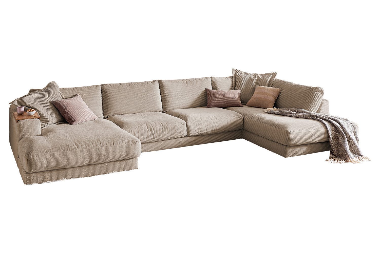 KAWOLA Wohnlandschaft MADELINE, Sofa Couch U-Form Cord verschiedene Farben 425x224 cm