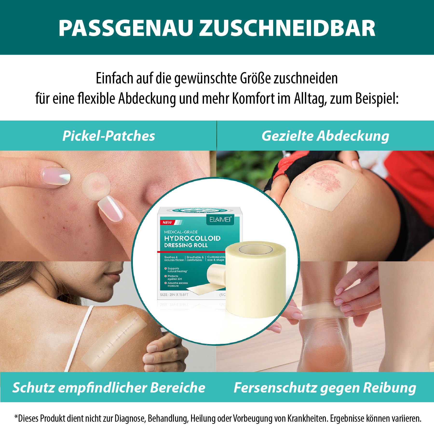 P-Beauty Cosmetic Accessories Wundpflaster Hydrocolloid Wundverband Pflaster Rolle Selbstklebend Wasserfest (1 St), Wundpflaster, Erste Hilfe, Notfallbehandlung, Wunddesinfektion