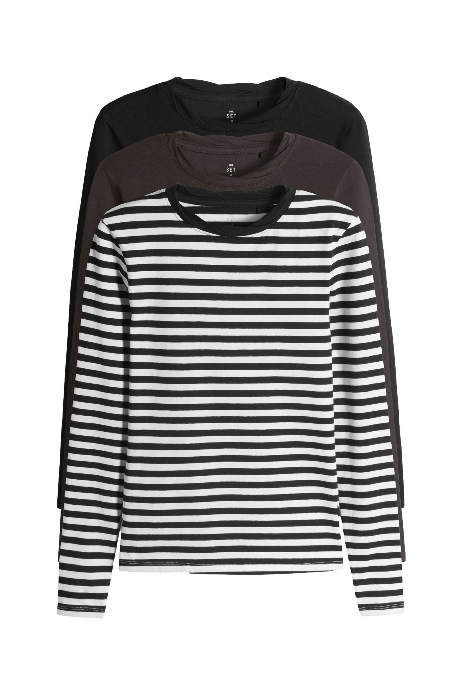 The Set Langarmshirt The Set Gerippte Langarmshirts, 3er-Pack (3-tlg) günstig online kaufen