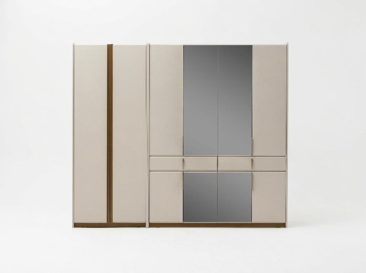 Xlmoebel Kleiderschrank Modernes Kleiderschrank Set 6-türig mit Spiegel Schrank Beige Design (1-St., 1-tlg)