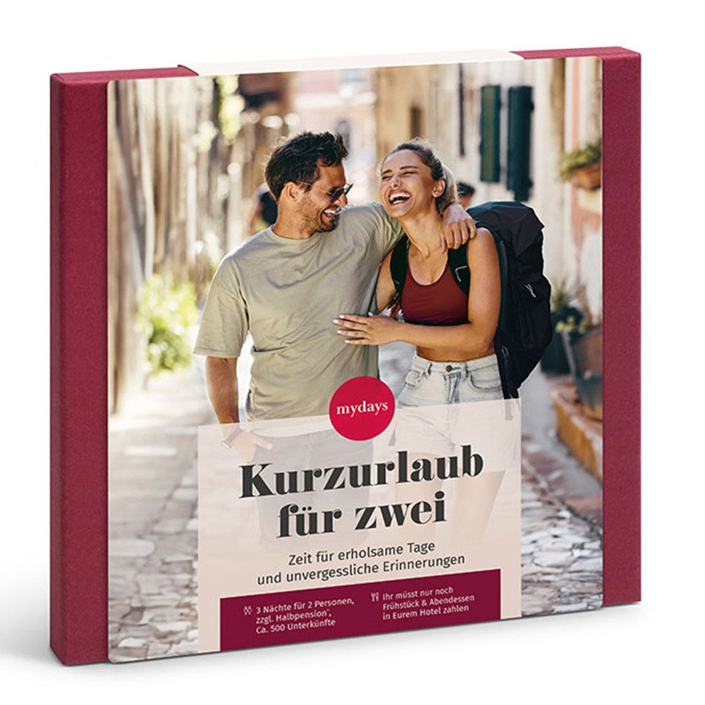 mydays Erlebnisgutschein Geschenkbox Kurzurlaub für Zwei, Euer Rueckzugsort wartet auf Euch