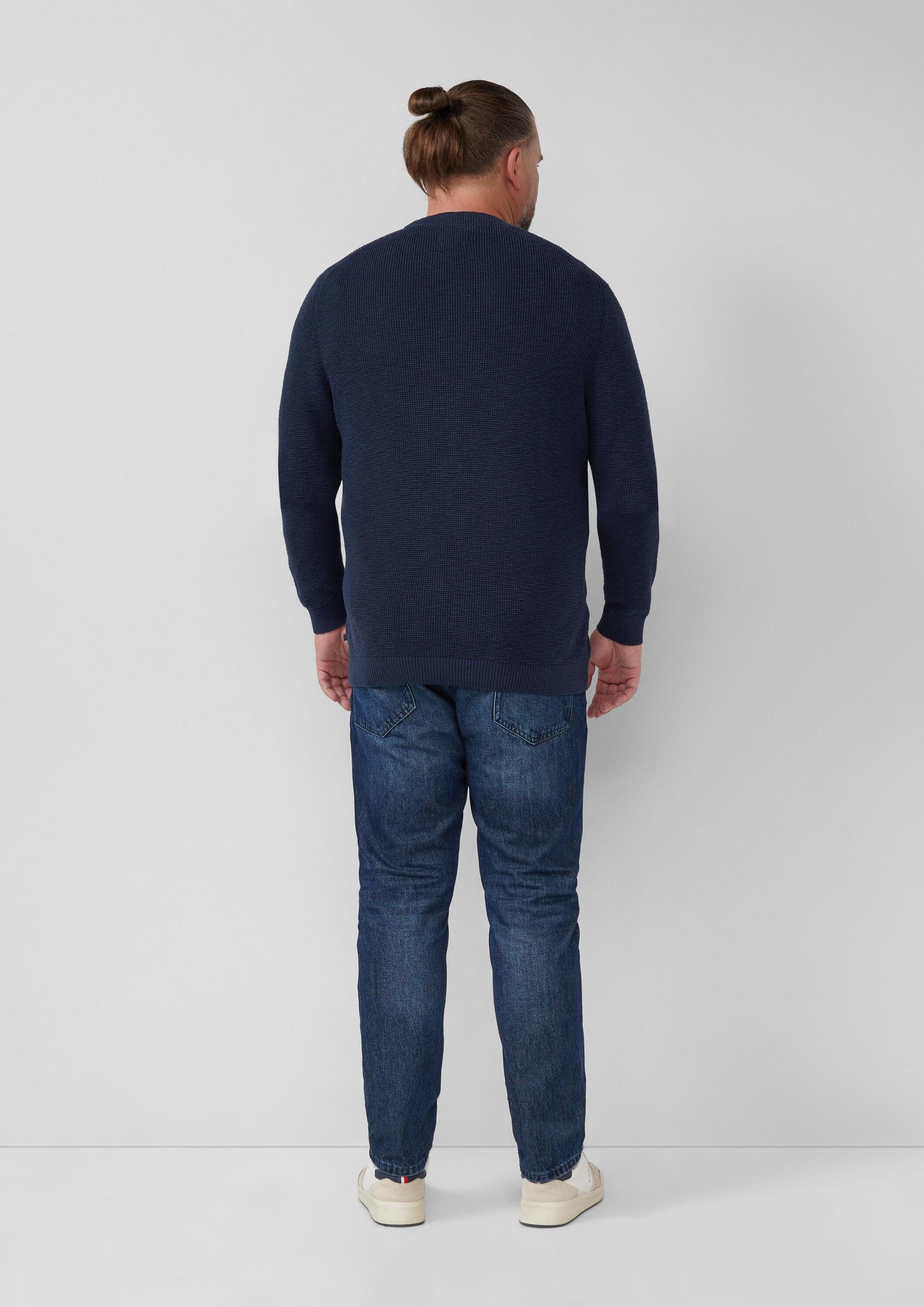 s.Oliver Longpullover Strickpullover Strickpullover mit Crew Neck und Strukturmuster