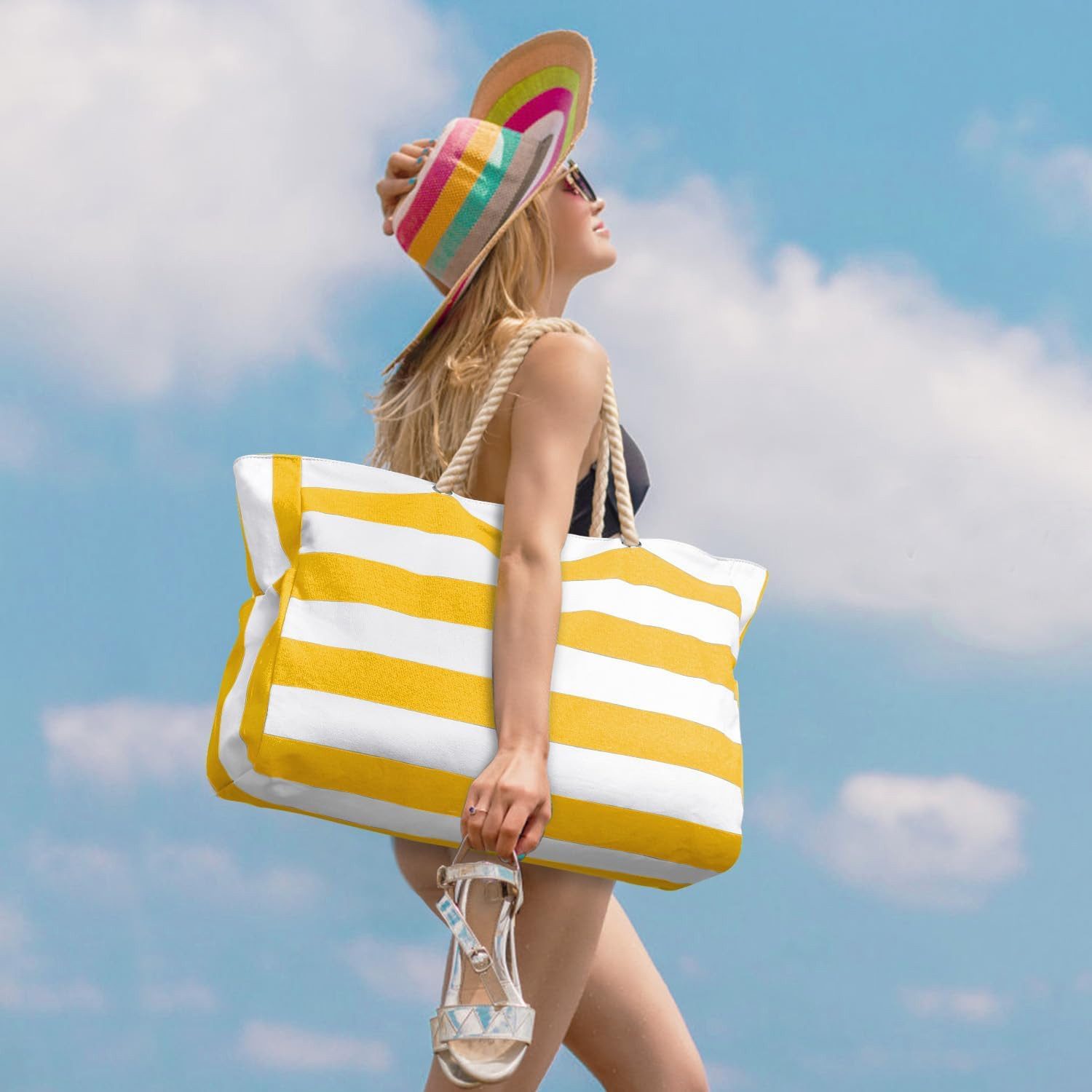 FELIXLEO Strandtasche Strandtasche XXL Damen Faltbar mit Reißverschluss Tote Bag Reise (1-tlg)