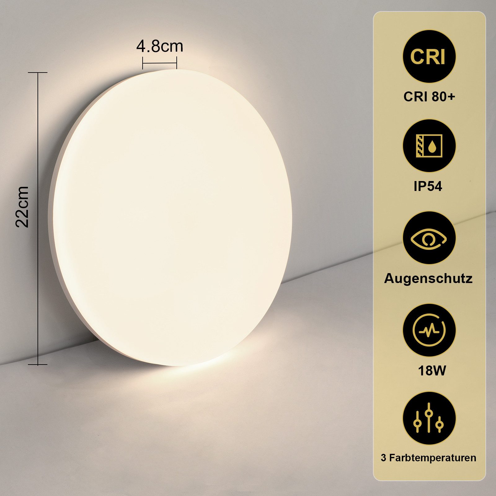Nettlife LED Panel Badezimmer Dimmbar 18W günstig online kaufen