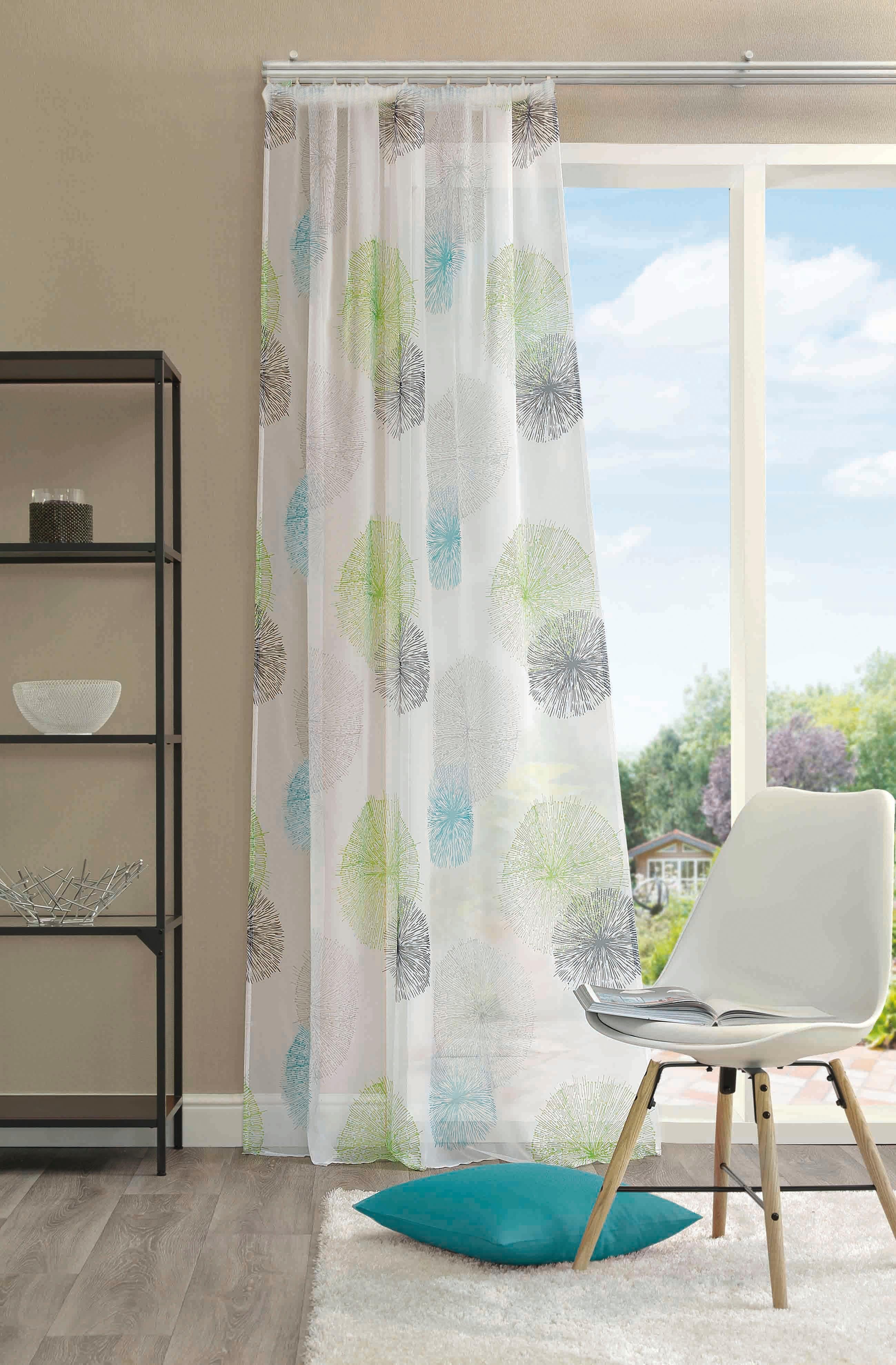 HOME WOHNIDEEN Vorhang RAWLINS (1 St), Schlaufen, transparent, Microfaser, Schal aus Voile bedruckt