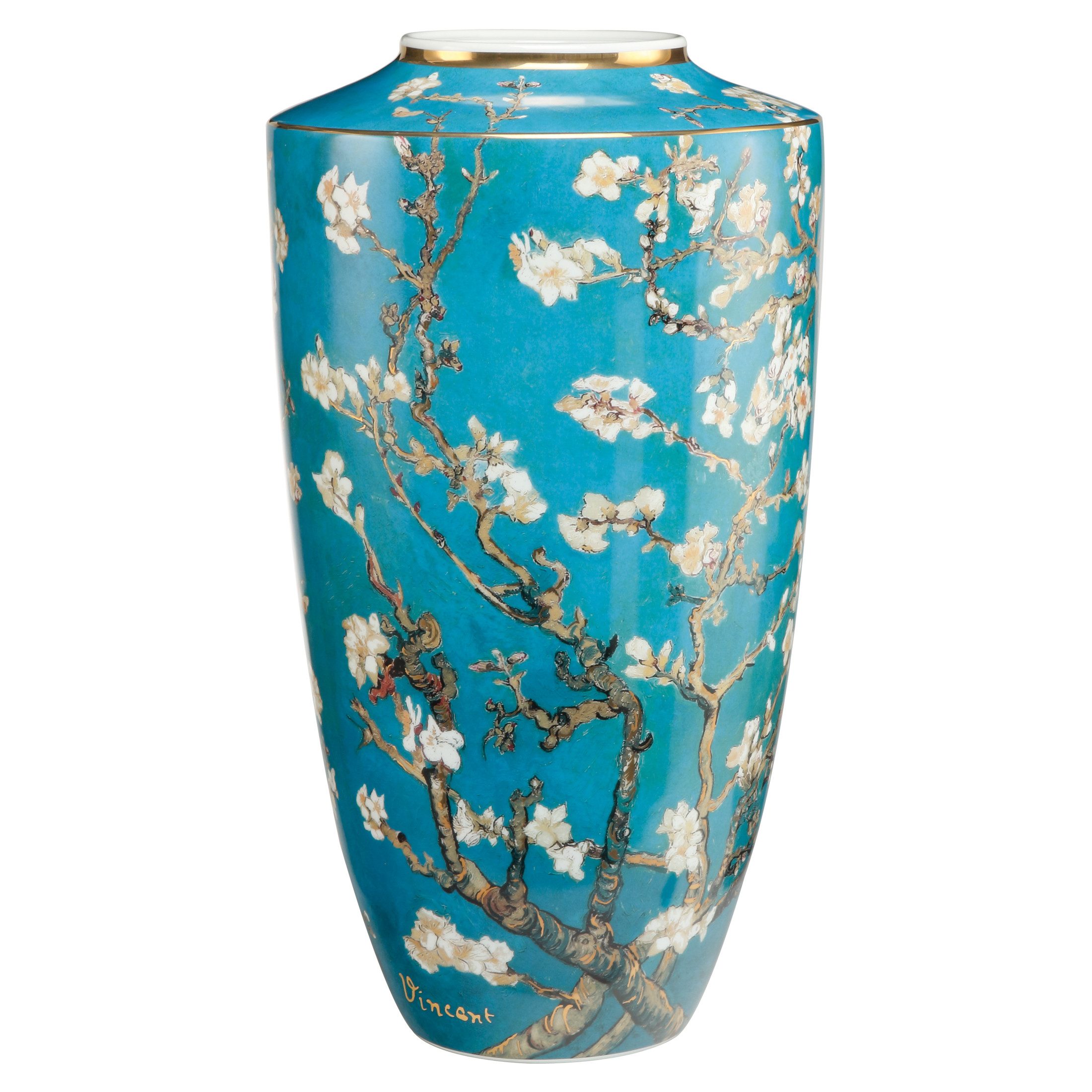 Goebel Bodenvase Vincent Van Gogh, handgearbeitet, Blau, Motiv: Mandelbaum