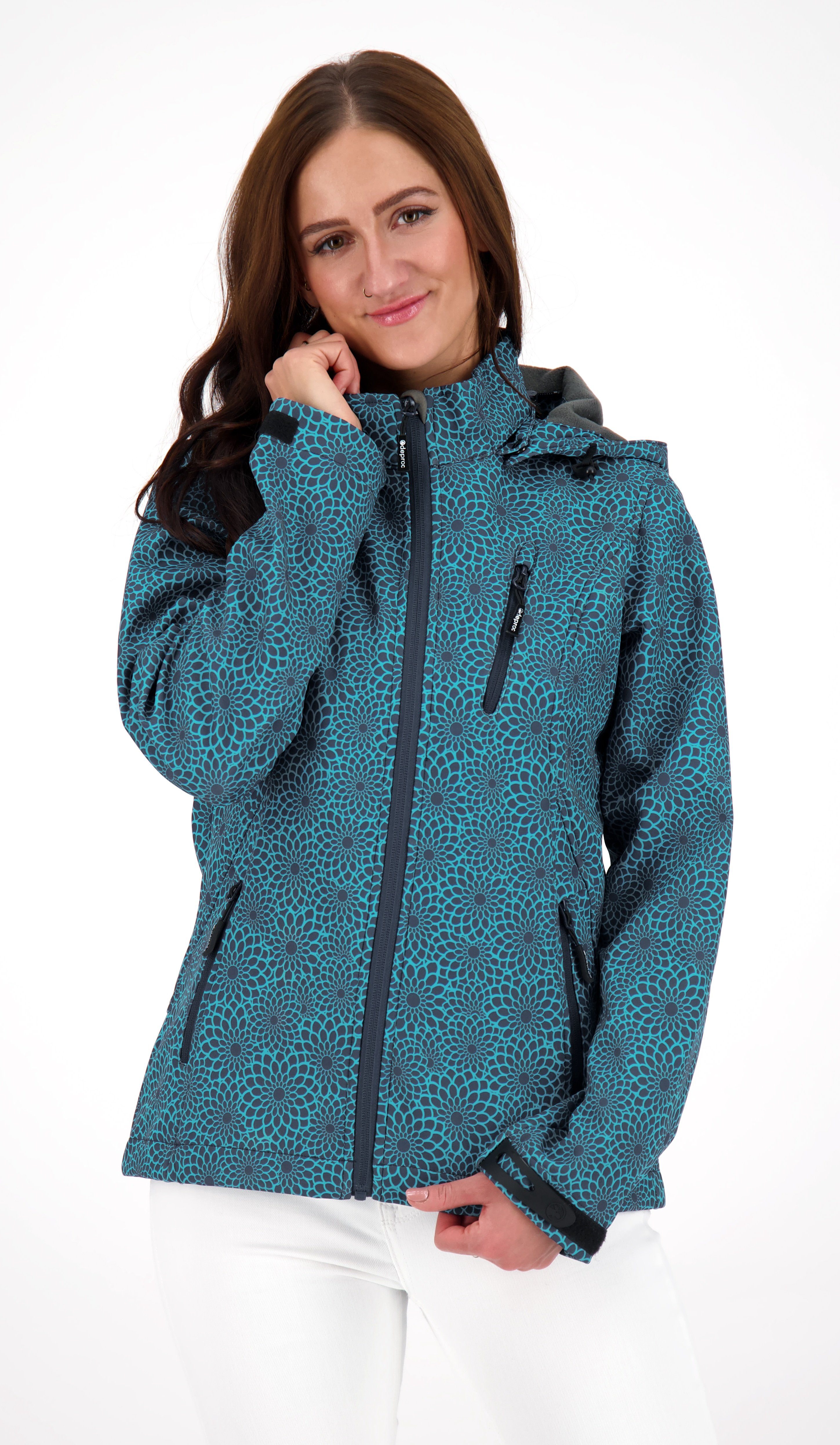 Größen in CS Active Softshelljacke auch WOMEN navy Großen print mit SHELBY Regular erhältlich, Fit XII abnehmbarer DEPROC Kapuze,