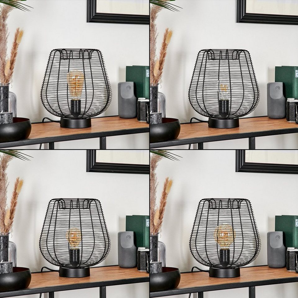 hofstein Tischleuchte moderne Tischlampe aus Metall in Schwarz, ohne  Leuchtmittel, Nachttischlampe, Lichteffekt, 1xE27, ohne Leuchtmittel