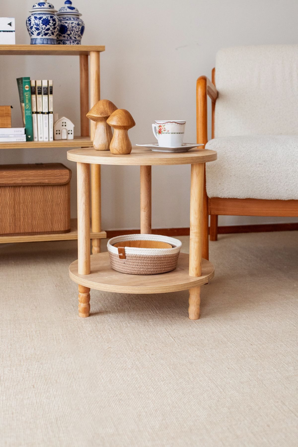 en.casa Beistelltisch (1-St), Nachttisch mit zwei Ablagen 40 x 140 x 45 cm Natur 89860583