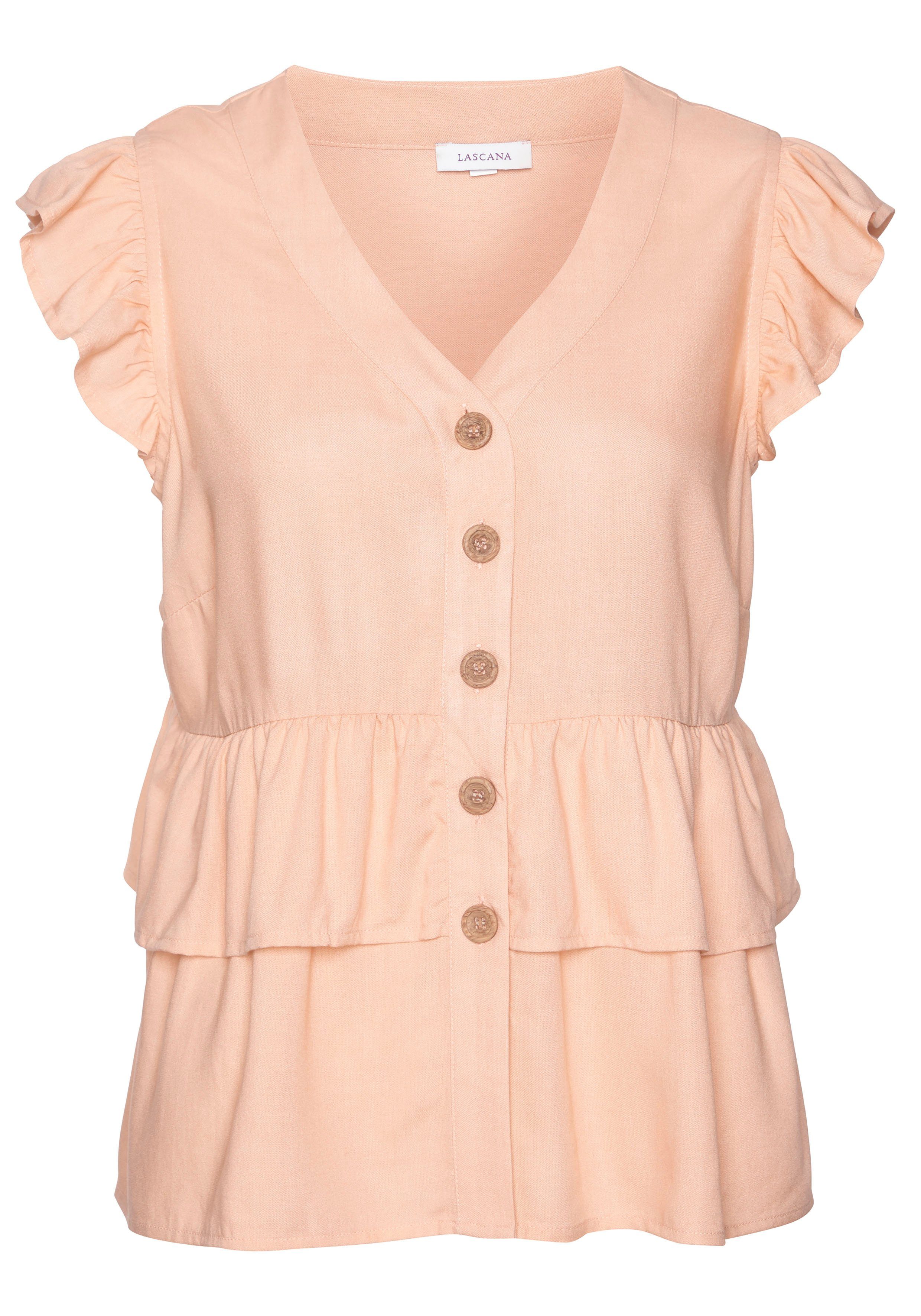LASCANA Rüschenbluse mit kurzen Ärmeln, sommerliche günstig online kaufen