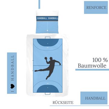 Bettwäsche Handball 135x200 + 80x80 cm, 100 % Baumwolle, MTOnlinehandel, Renforcé, 2 teilig, Traumhelden Bettwäsche-Set für Kinder, Teenager & Erwachsene