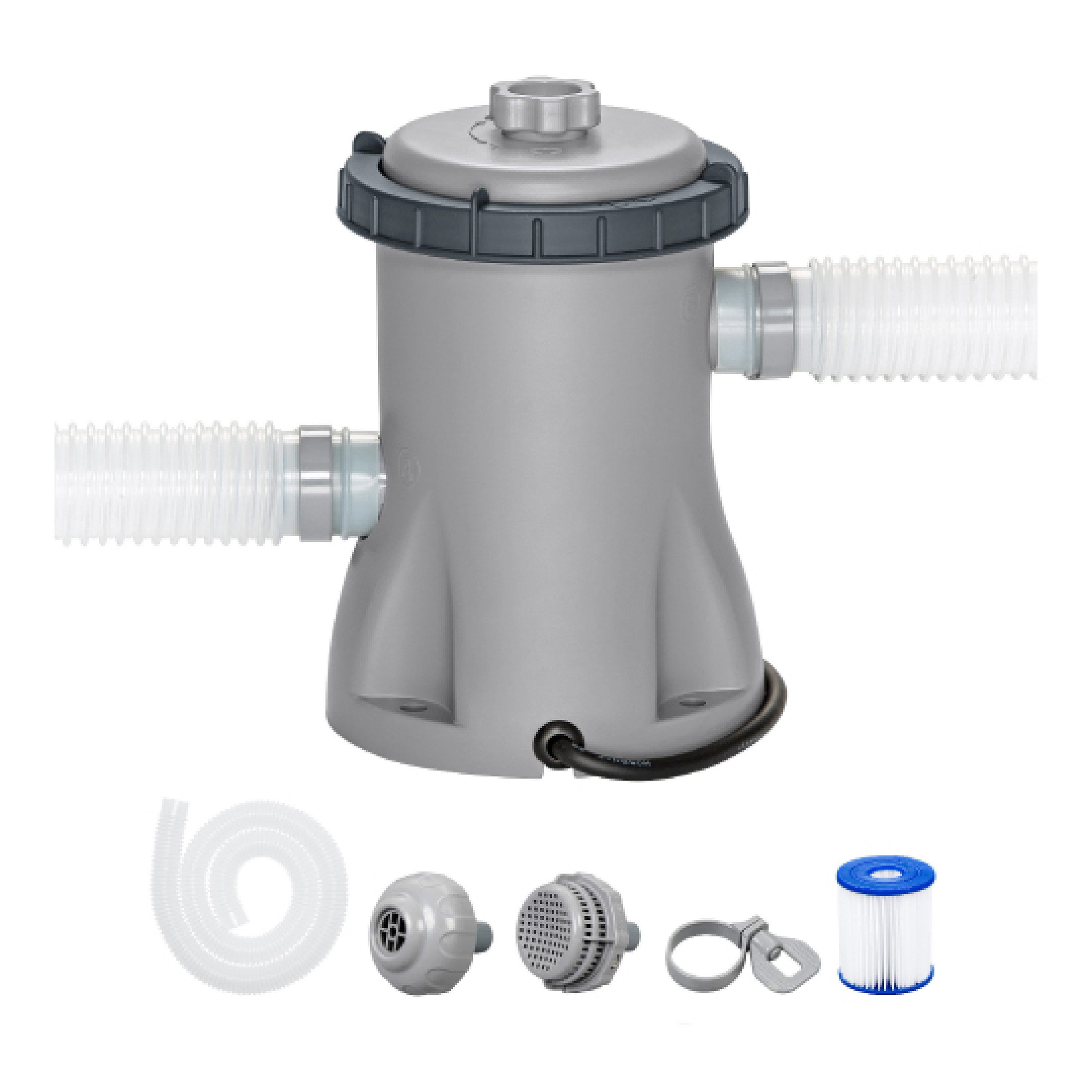 Bestway Kartuschen-Filterpumpe 1.249 l/h (Packung, Inkl. Filterkartusche), Für Pools von 1.100-8.300 Liter