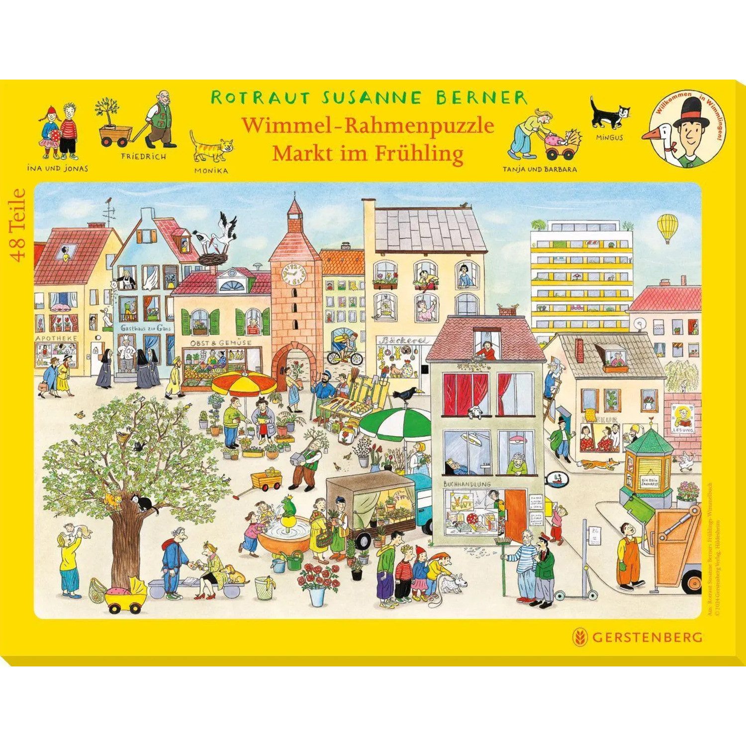 Gerstenberg Verlag Puzzle Wimmel-Rahmenpuzzle Frühling Motiv Markt, Puzzleteile