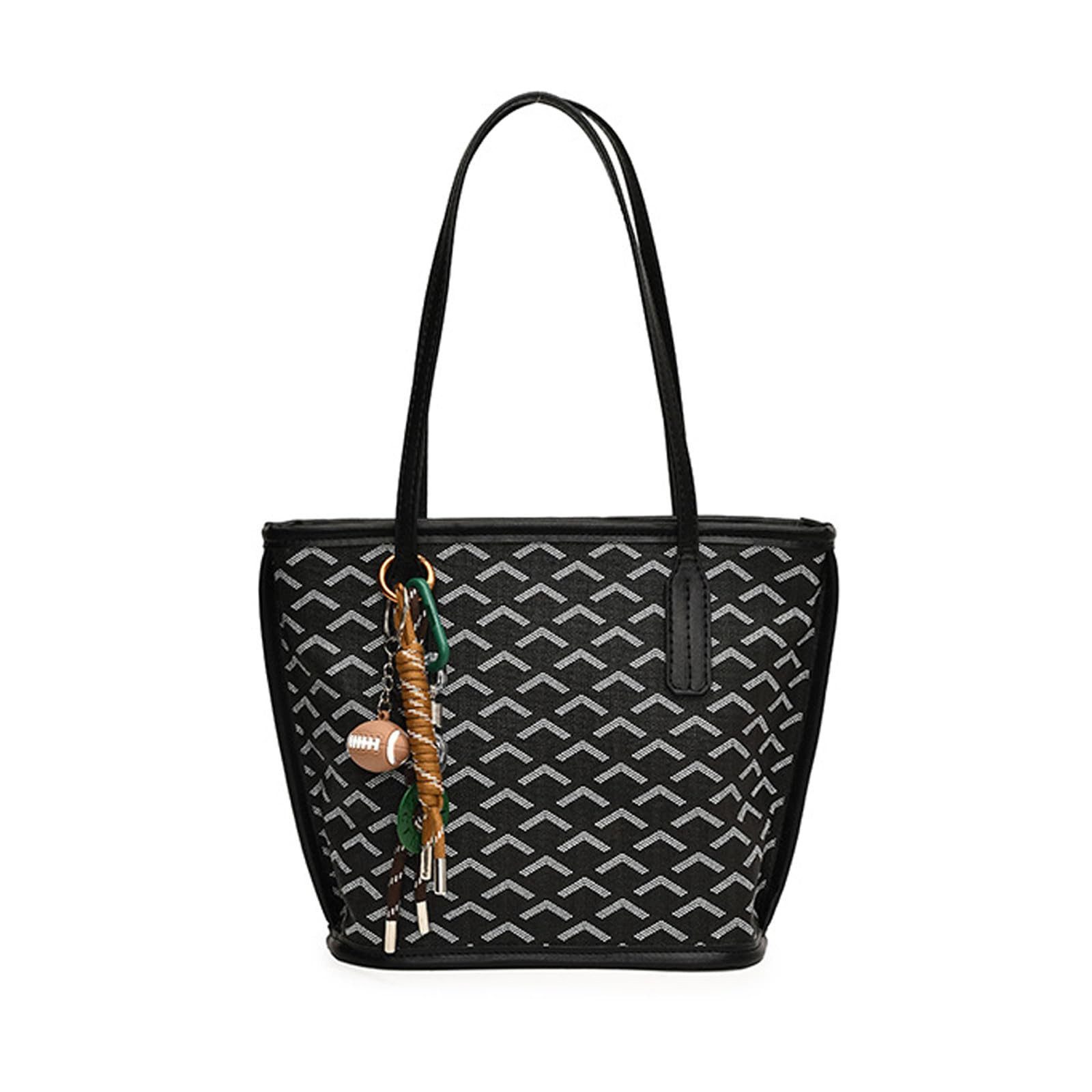 nsihing Handtasche Handtasche Damen PU-Leder, Große Kapazität mit Anhänger, Modische Schultertasche, Nahtloses Design für Alltag & Büro