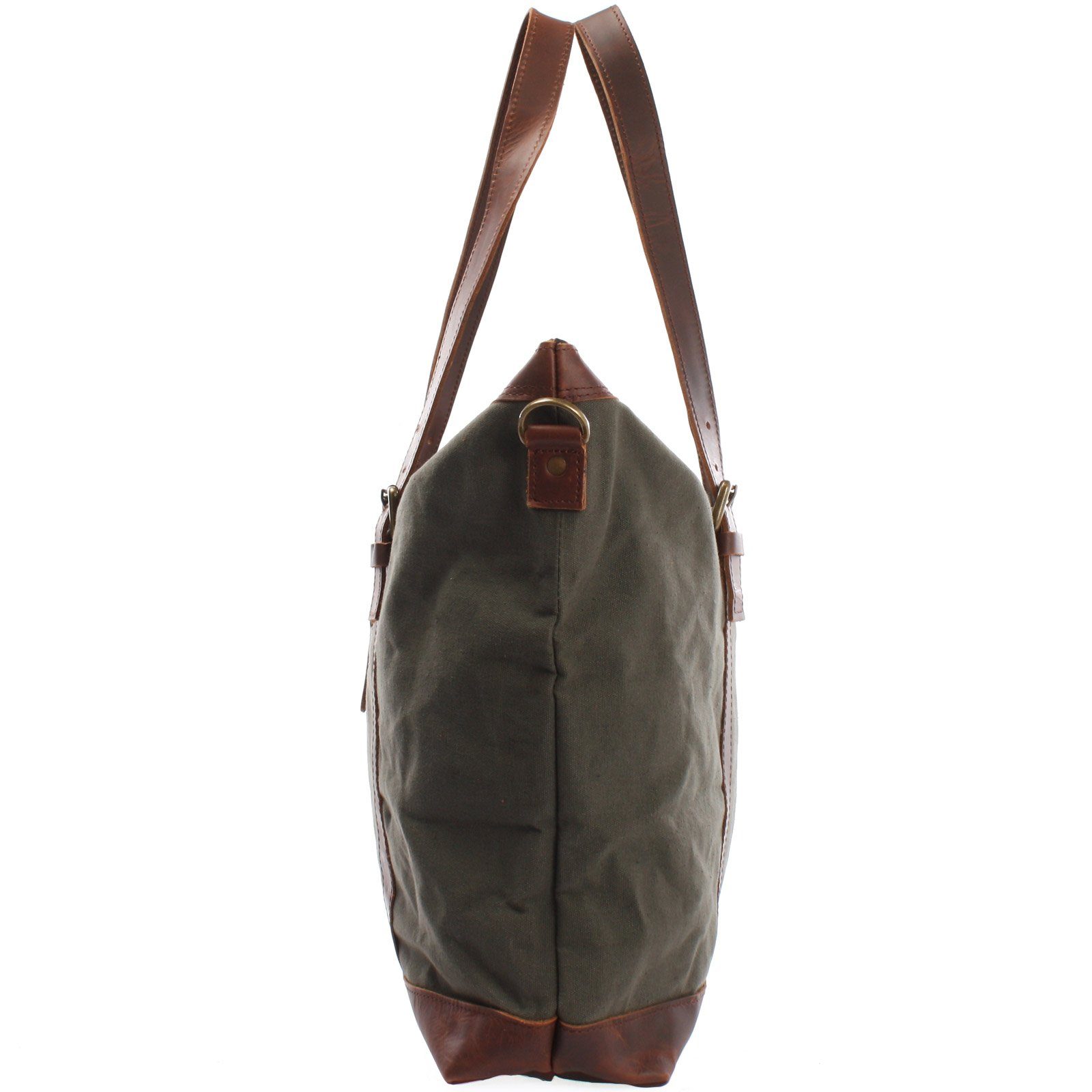 Canvas Herren Damen LECONI grün Weekender Leder Reisetasche Shopper LE2013