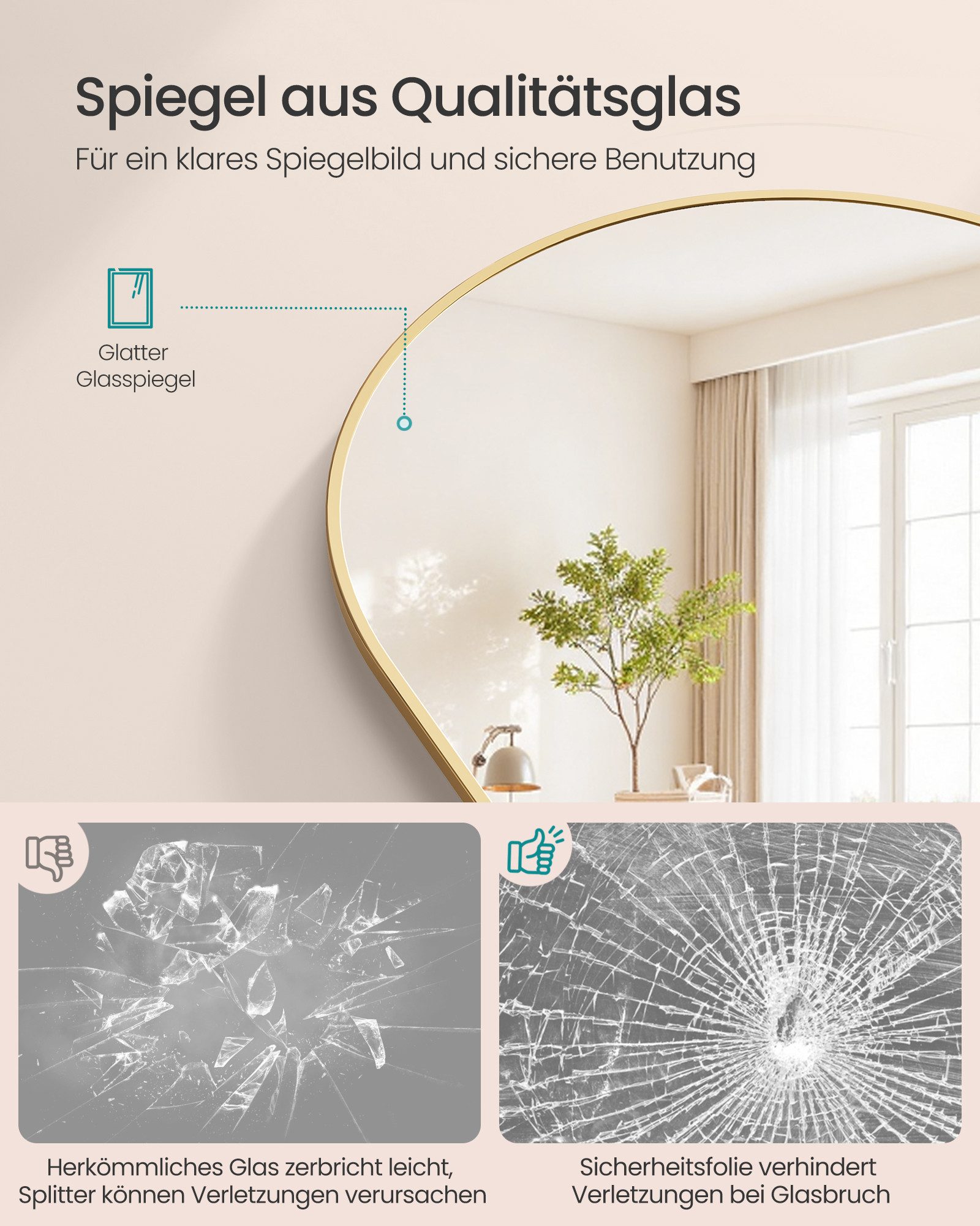 SONGMICS Standspiegel Ganzkörperspiegel Bogen Großer Wandspiegel Bruchsicher, Rahmen aus Aluminiumlegierung, Hartglas, 120 x 40 cm