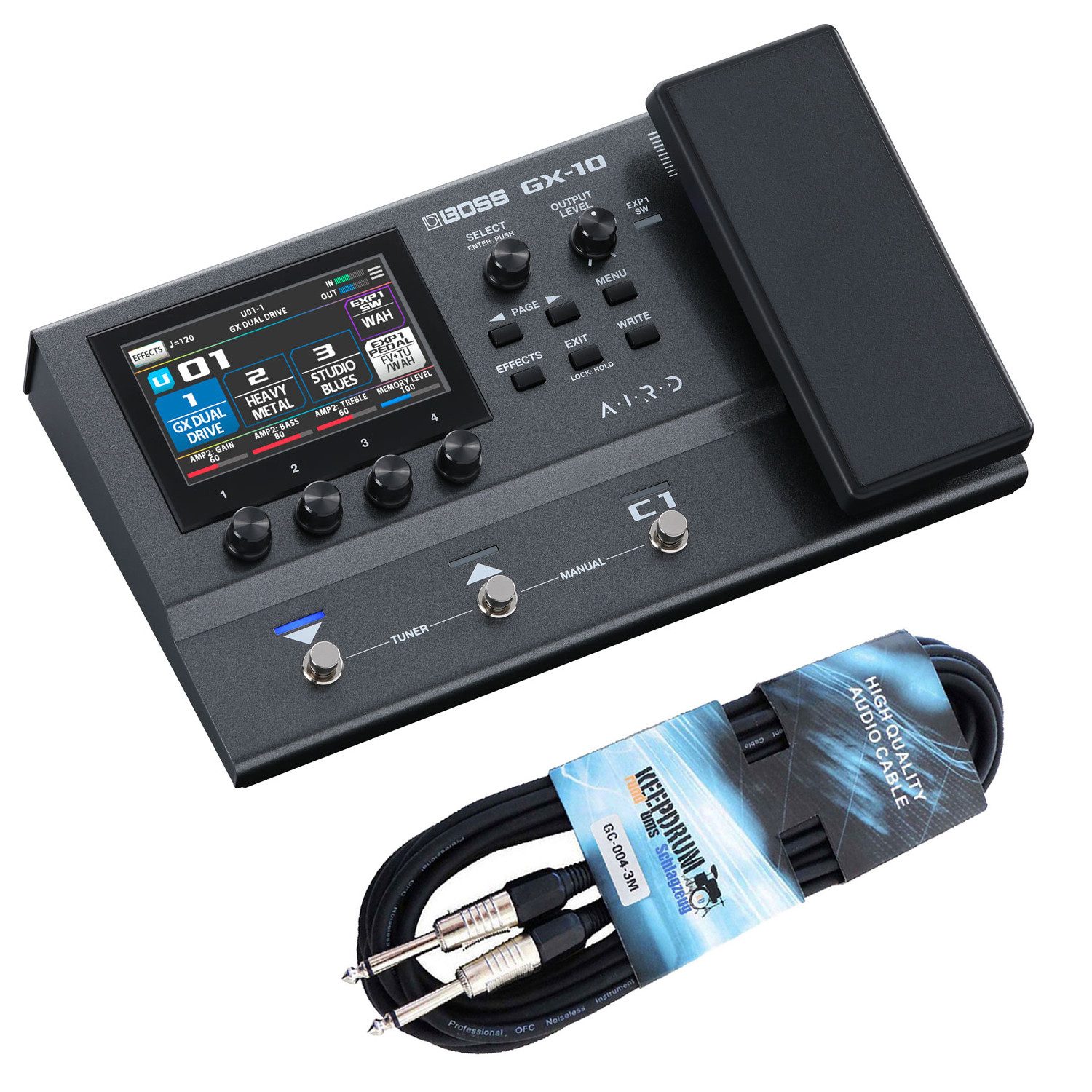 Boss by Roland E-Gitarre Boss Effektgerät GX-10 Effektprozessor für Gitarre mit Kabel, Effektgerät, Gitarre, Bass, Effektgerät