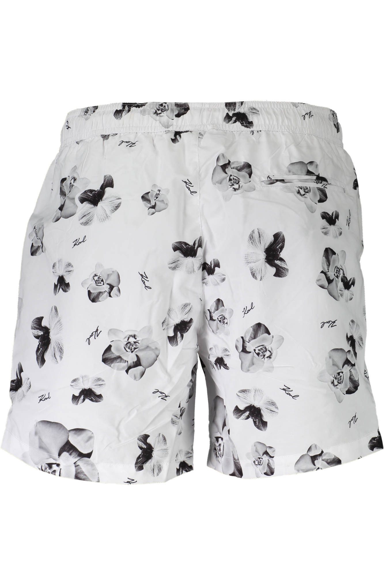 KARL LAGERFELD Badeshorts Elegante weiße Herren-Badeboxer mit Taschen und Innenslip
