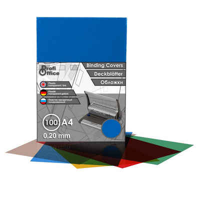 ProfiOffice Bindegerät ProfiOffice 100 Deckblätter A4, blau-transparent, glänzend, PVC, glänzend