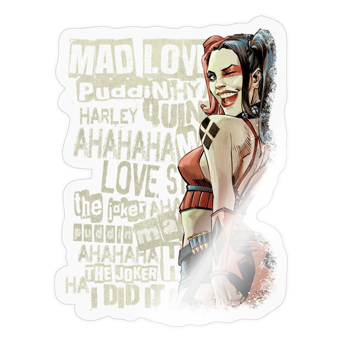 Spreadshirt Aufkleber Harley Quinn Augenzwinkern Sticker Aufkleber