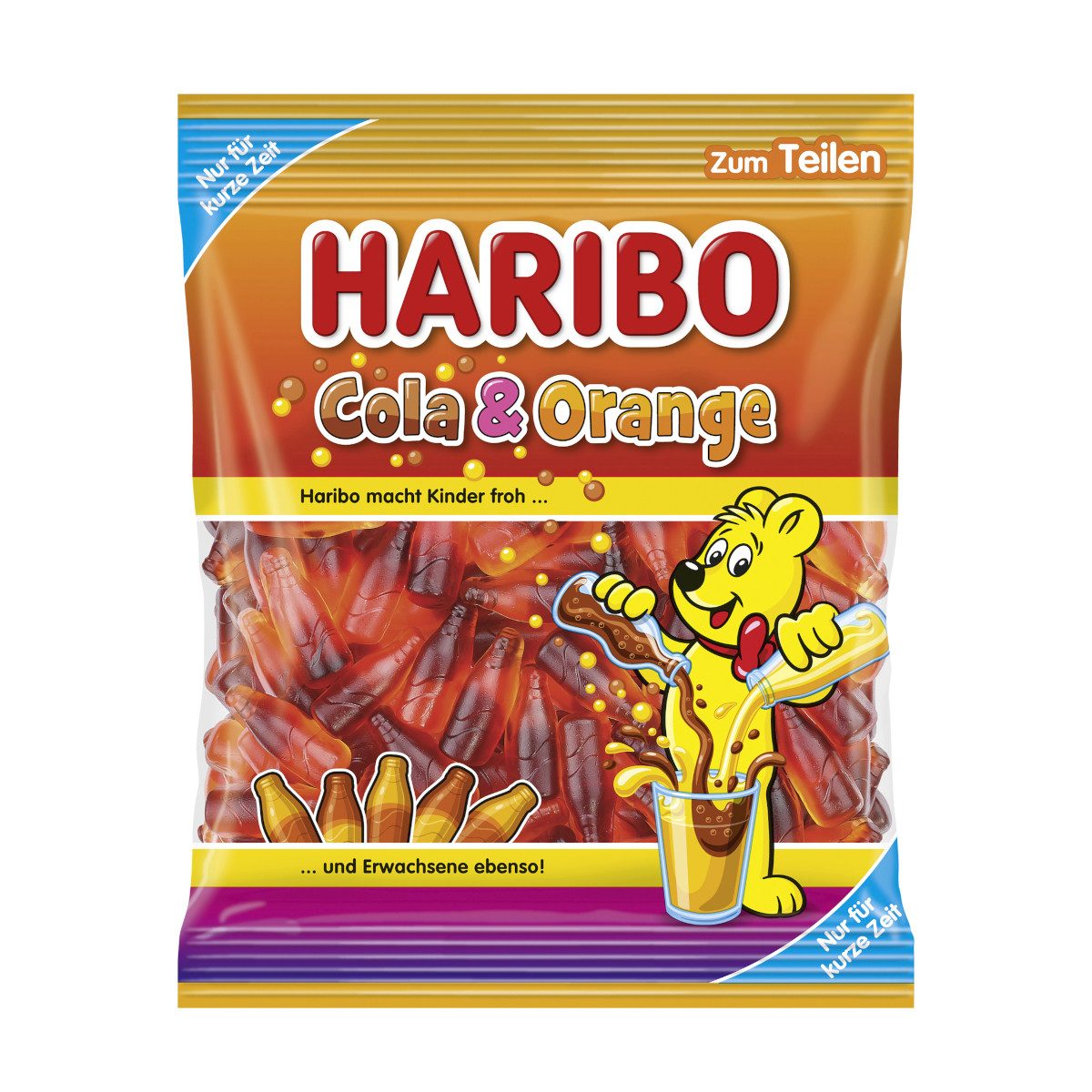 HARIBO Süßigkeit, Haribo Cola und Orange Fruchtgummi fruchtiger Geschmack 175g