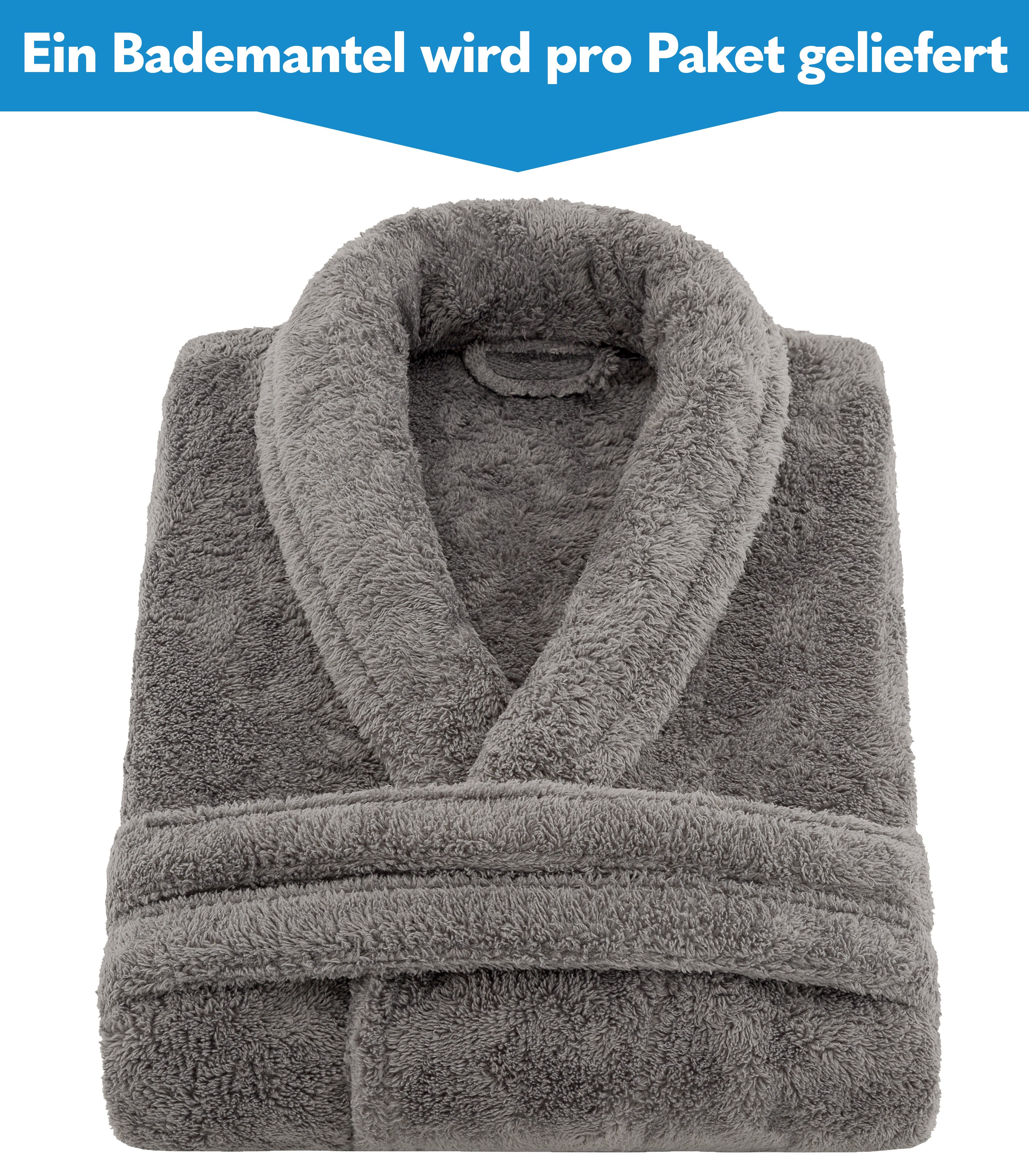 HAMMETEX Bademantel Bademantel unisex, ultraweicher & flauschiger Fleecemantel, Langform, Fleece, Schalkragen, Gürtel, ideal für Sauna & Spa, Hotelbademantel, Morgenmantel