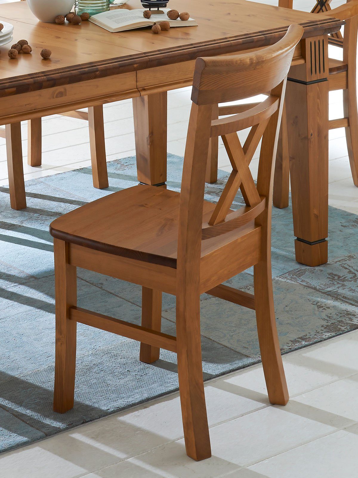 Casamia Esszimmerstuhl Esszimmer Stuhl ohne Armlehnen Florenz mit Massivholz-Sitzfläche ohne