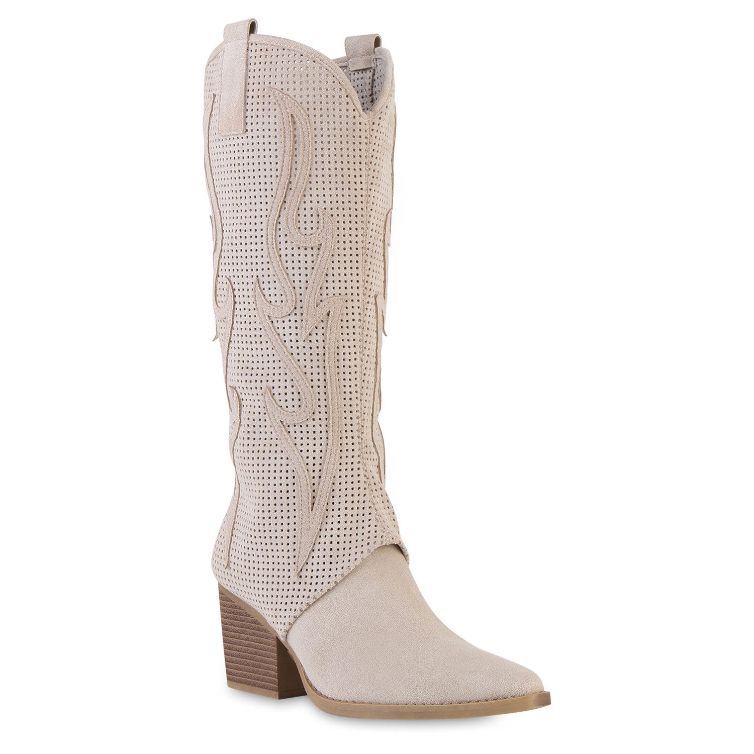 VAN HILL 841582 Cowboystiefel Damen Cowboystiefel Stiefel Spitze Cut-Outs H günstig online kaufen