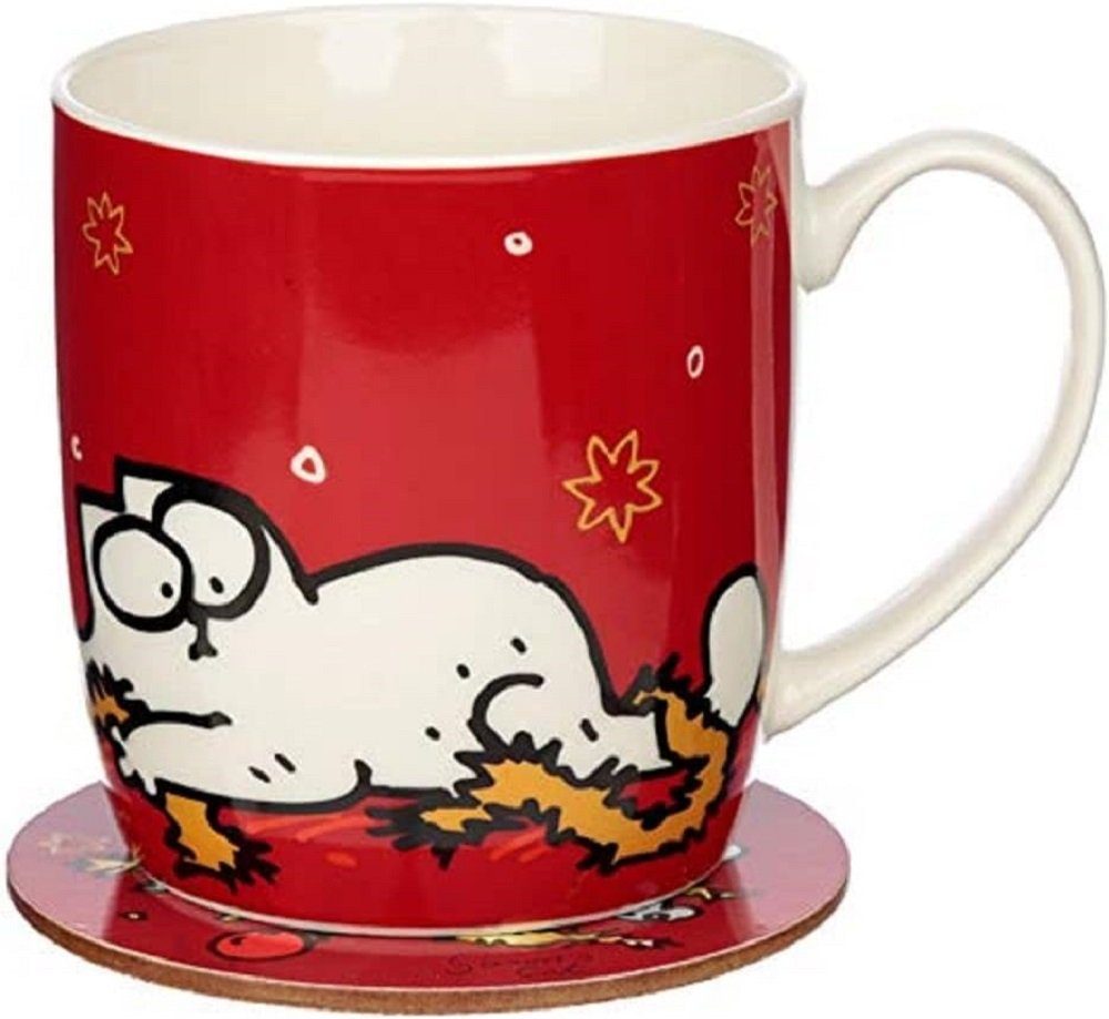 Puckator Becher Porzellan Katze Tasse Weihnachten Simon's Cat Set