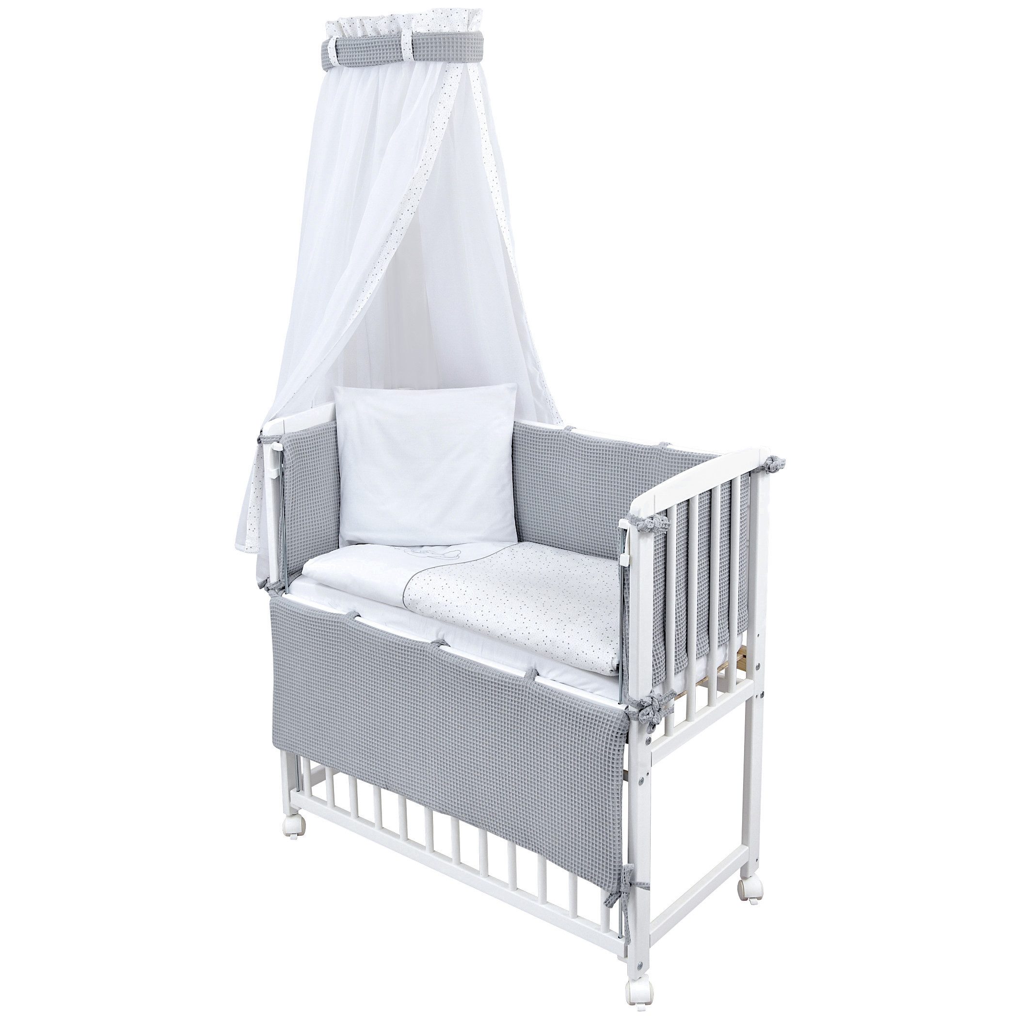 Baby-Delux Beistellbett Babybett Waffelpique Sternchen Grau, günstig online kaufen