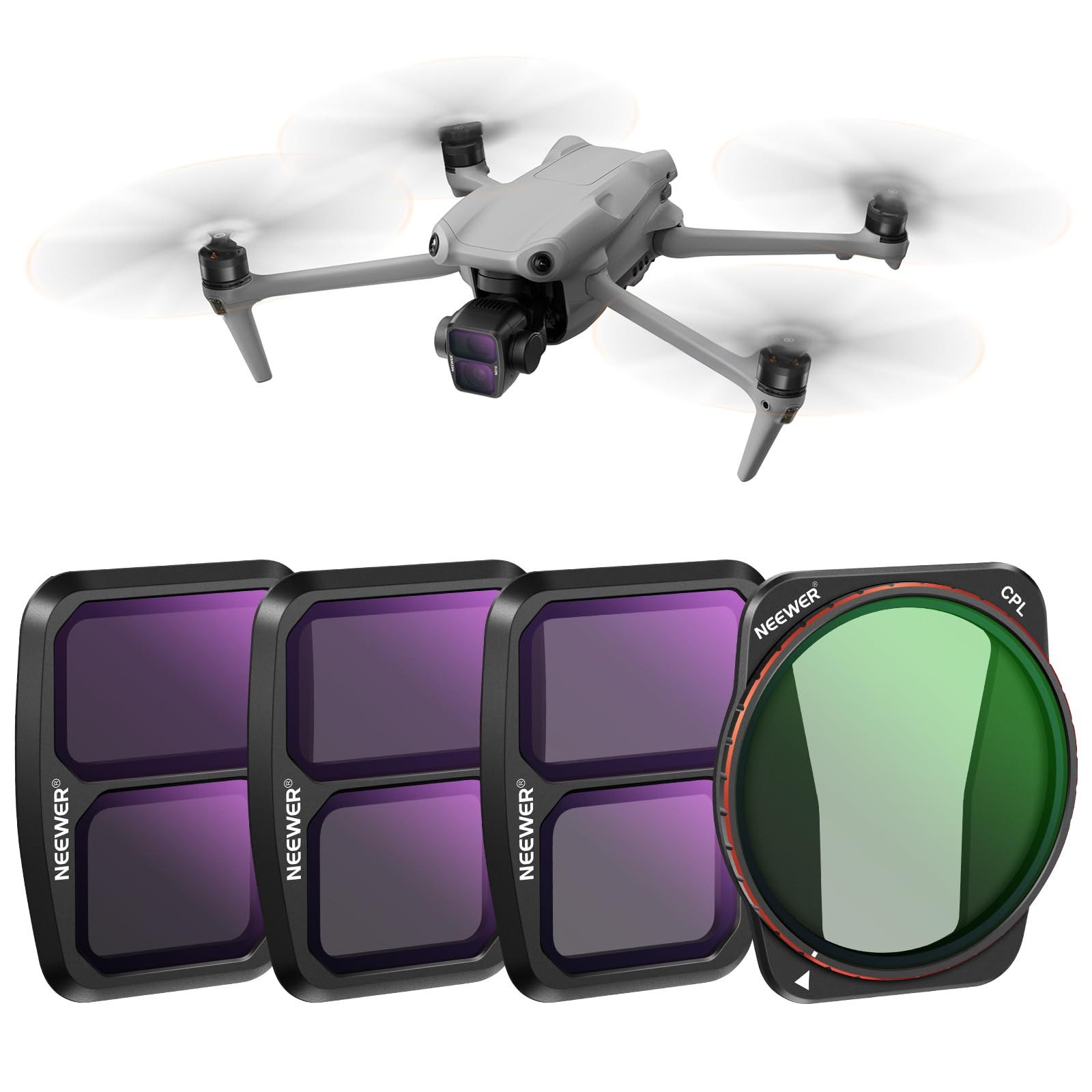 Neewer FL-A23 DJI Air 3 Filter-Set, 4-teilig, ND/CPL Поляризационный фильтр (Fotofilter-Effekttyp:Neutraldichte, Polarisator)