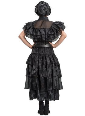 Metamorph Kostüm Wednesday Schwarzes Ballkleid für Mädchen, Das umwerfende Ballkleid von Wednesday, bekannt aus der viralen Tanzsz