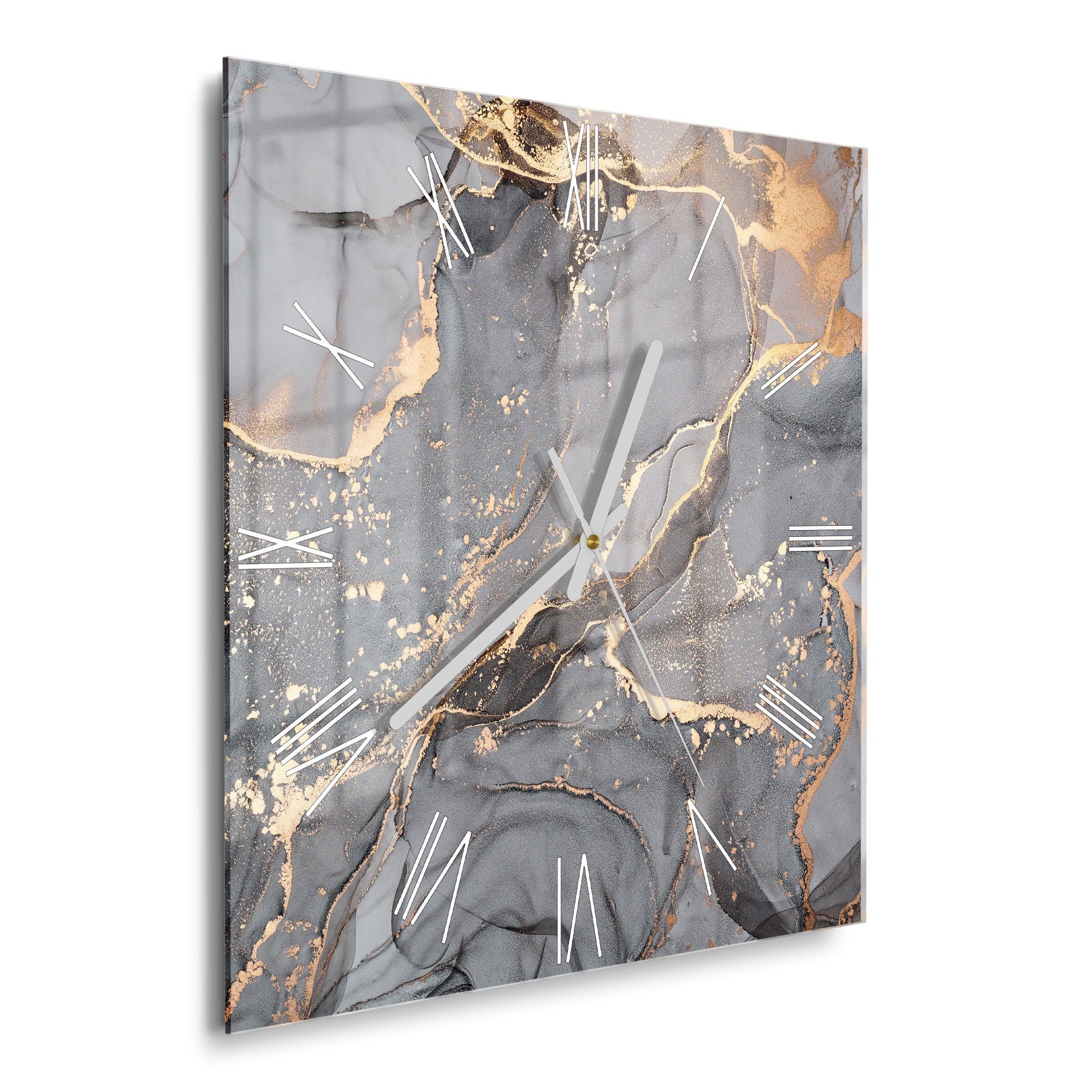 DEQORI Wanduhr 'Elegantes Marmormuster' (Glas Glasuhr modern Wand Uhr Desig günstig online kaufen