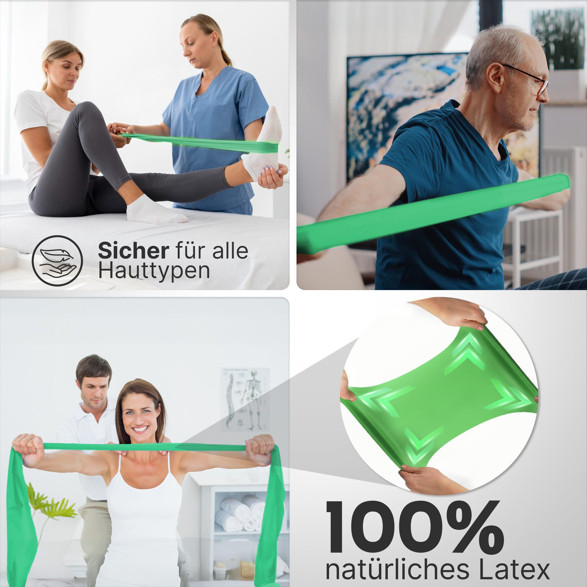 NEOLYMP Physiobänder Widerstandsbänder auf Rolle – Zuschneidbare Fitnessbänder aus TPE, Elastische Resistance Bands in 5 Stärken & 3 Längen – 15 cm breit