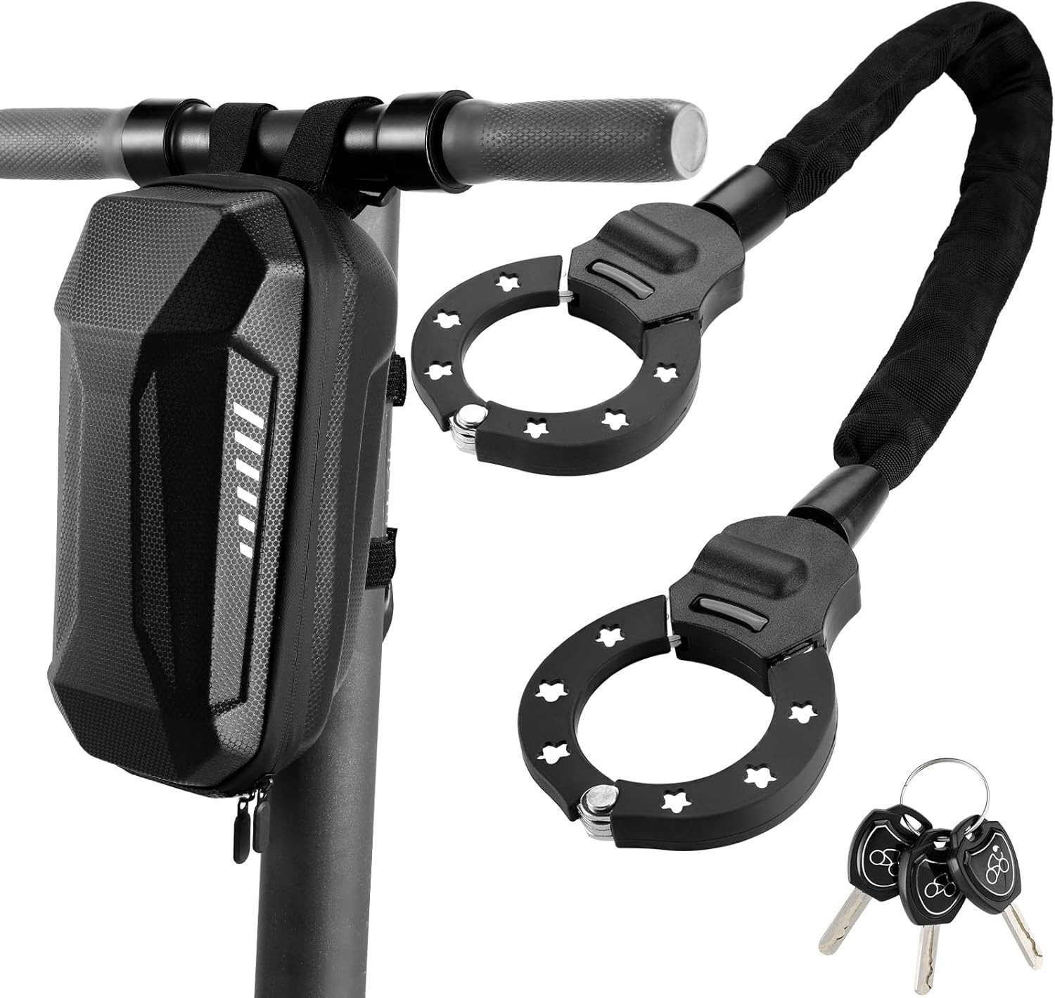TLGREEN Kettenschloss E Scooter Schloss 6mm, Handschellenschloss (Hochsicherheits-Schlösser, 93cm, Fahrrad Schloss Diebstahlsicher), für E Scooter/Fahrräder/E-Bike/Motorrad/Kinderwagen