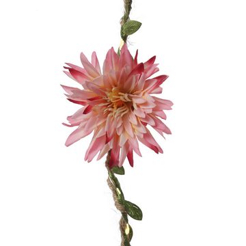MARELIDA LED-Lichterkette Dahlien Blüten Blumengirlande Blumenlichter Timer L: 2,9m pink, 30-flammig