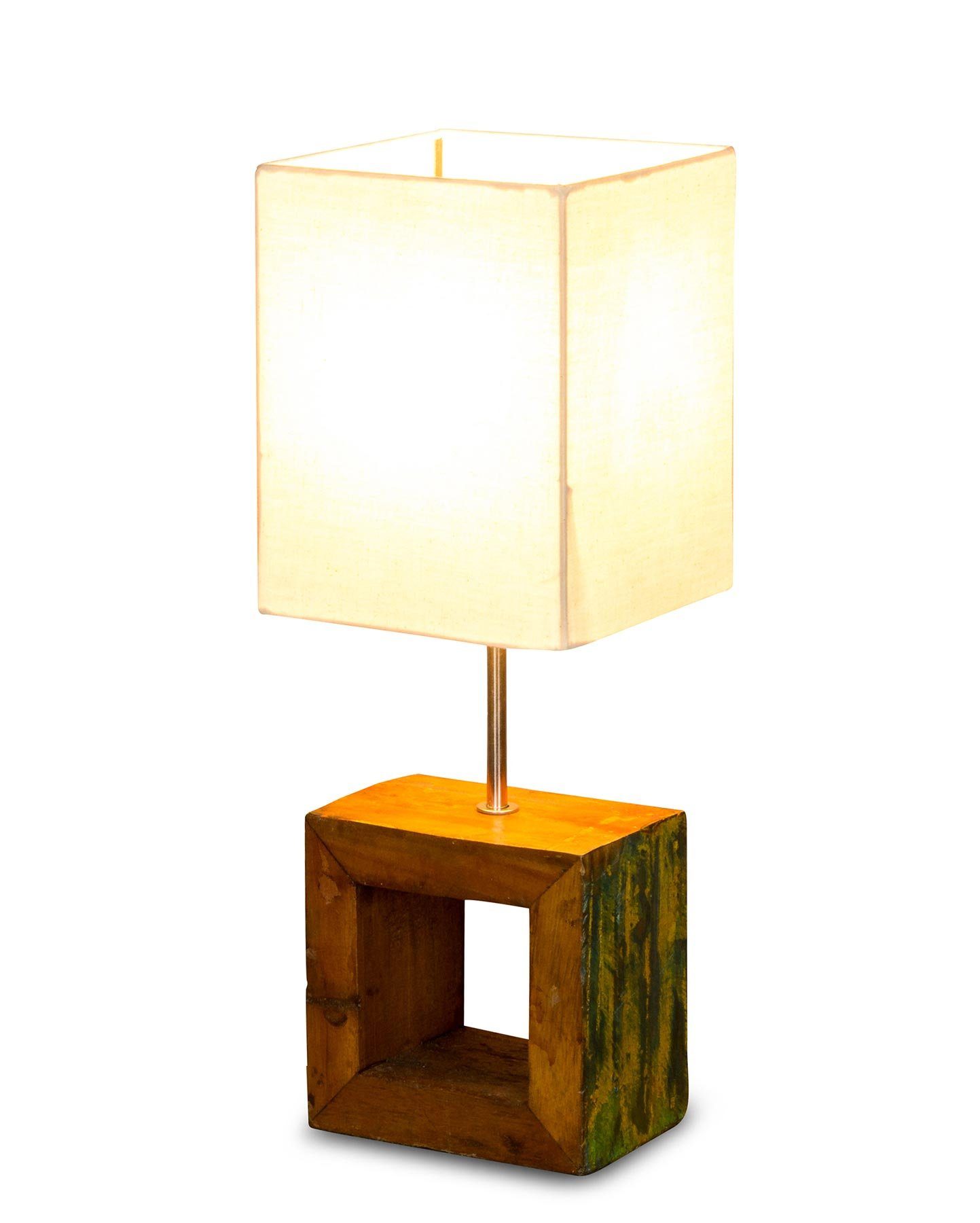 Levandeo® Nachttischlampe, Tischlampe 16 x 45 x 16 cm Treibholz Tischleuchte Holz Lampe Teakholz