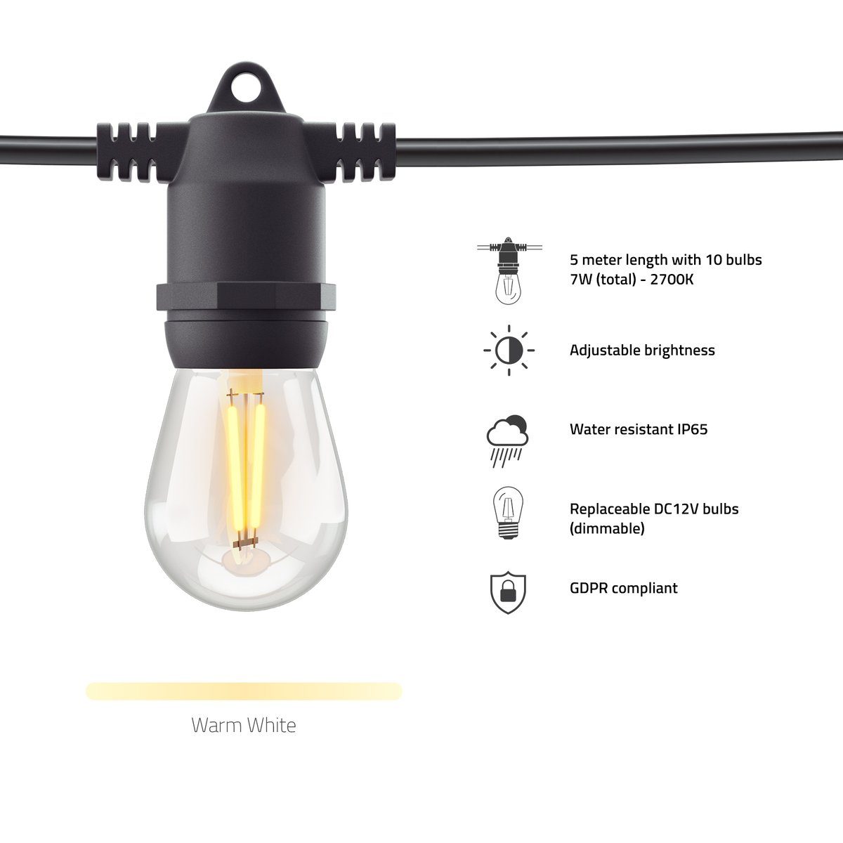 Hombli LED-Lichterkette smarte outdoor Lichterkette