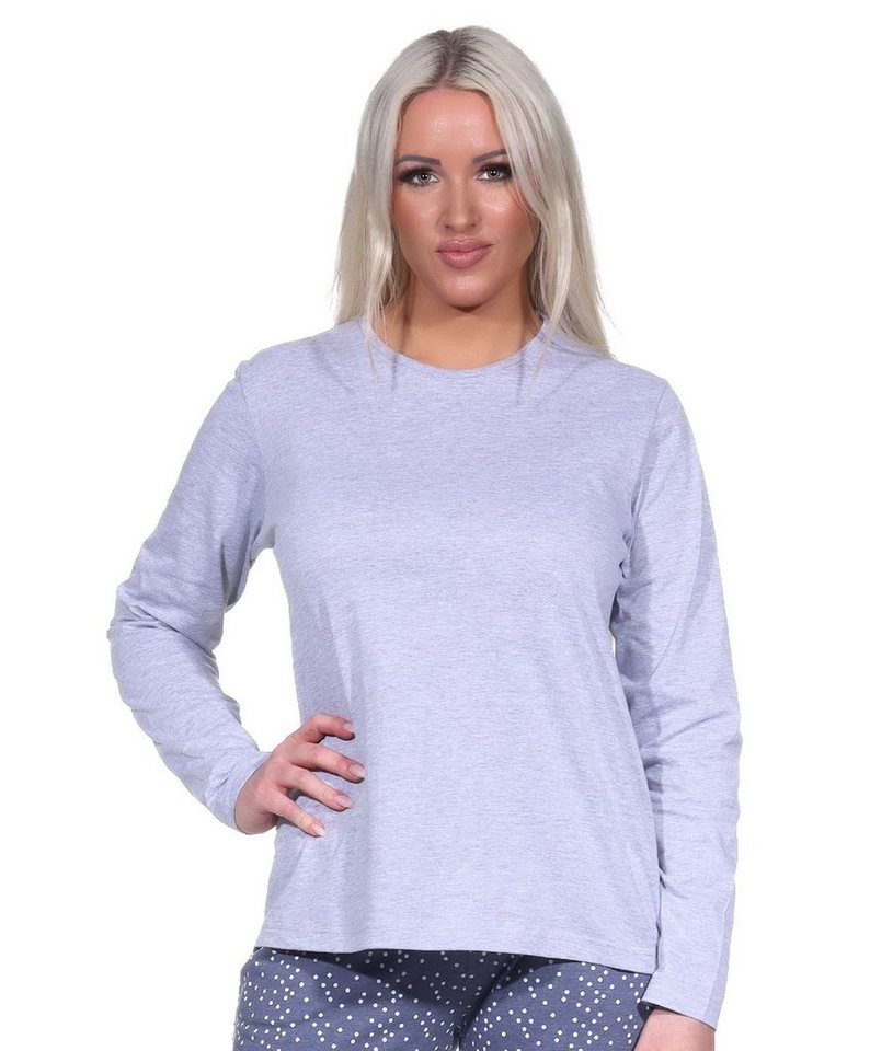 Normann Relaxanzug Damen langarm SchlafanzugOberteil Shirt Mix & Match in  unifarben