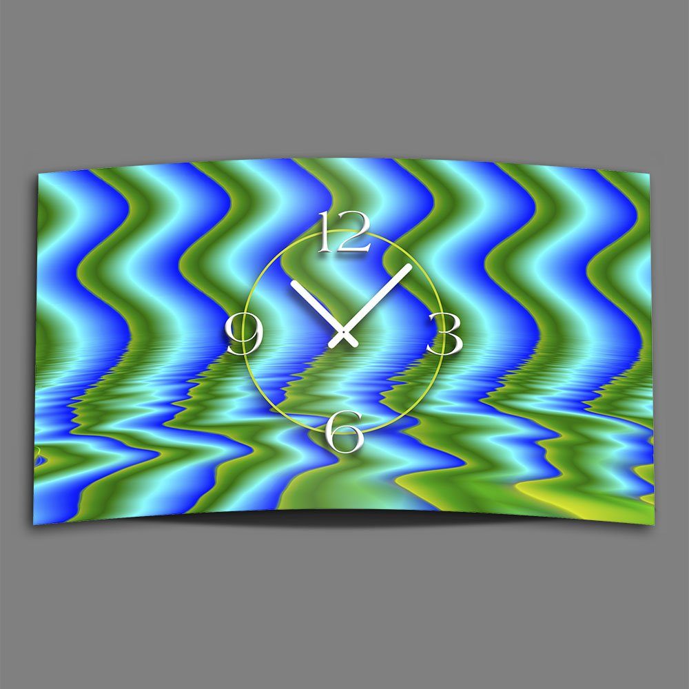 dixtime Wanduhr Digital Designer Art abstrakt Wellen Designer Wanduhr modernes Wanduhr (Einzigartige 3D-Optik aus 4mm Alu-Dibond)