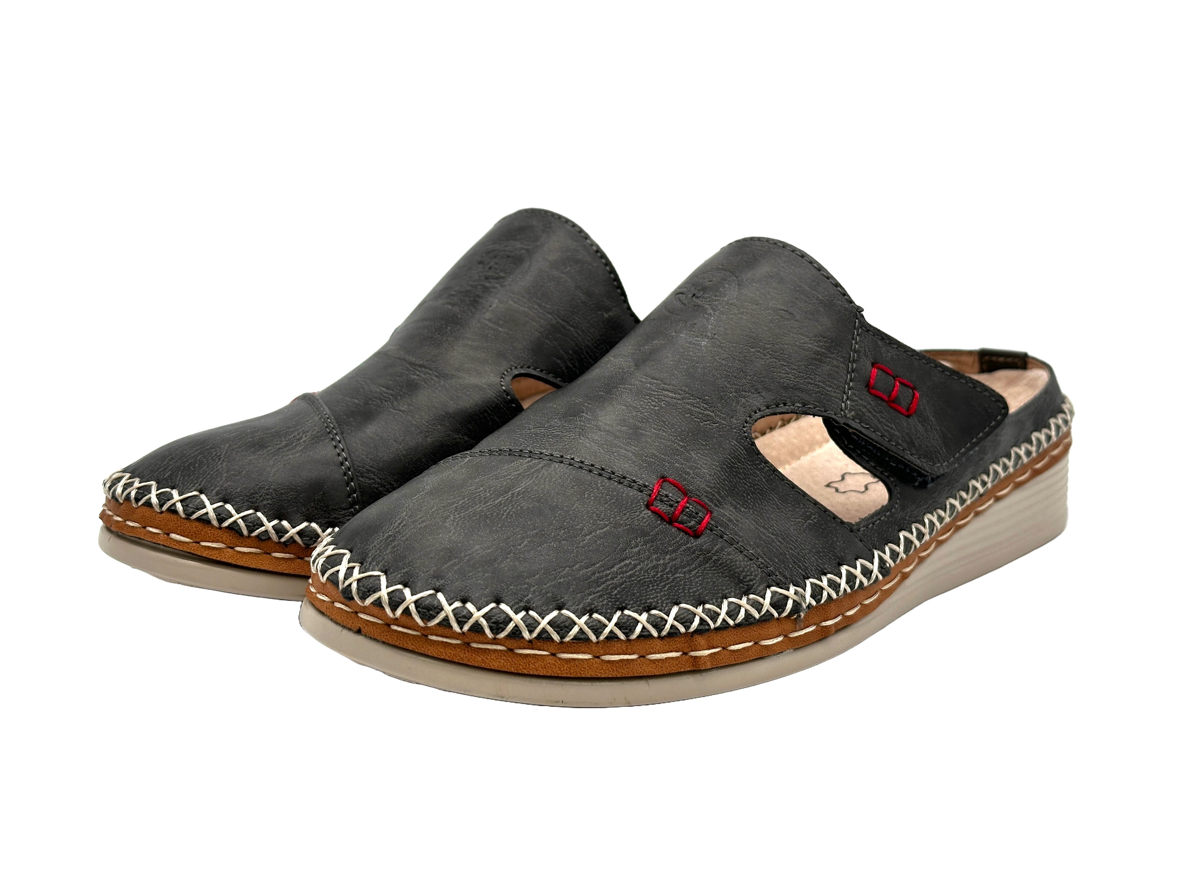 Nowaland Bequeme Damen-Pantolette mit Klettverschluss und Ziernähten Pantolette Leichte Sohle · Klettverschluss · Weiche Innensohle