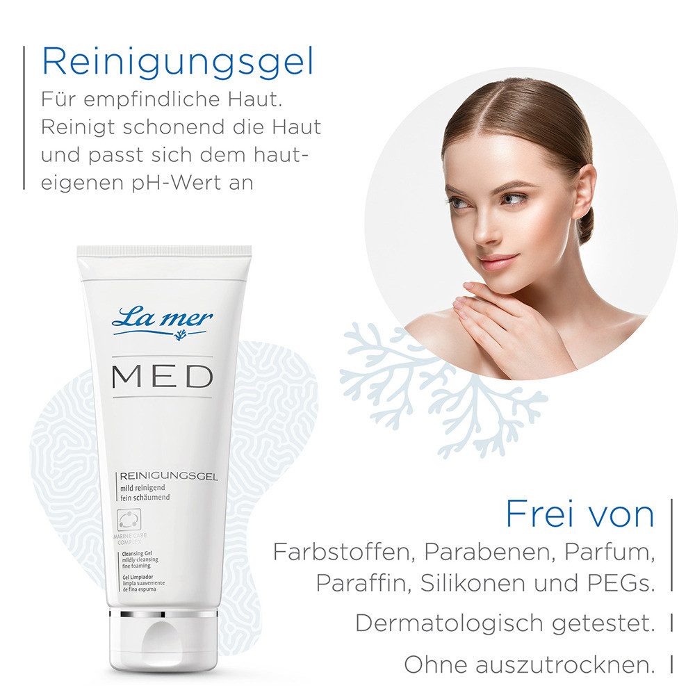 La mer Gesichtspflege Med Reinigungsgel – mildes Reinigungsgel für empfindliche Haut, Sanfte Reinigung, pH-hautneutral, ideal bei Sensibilität