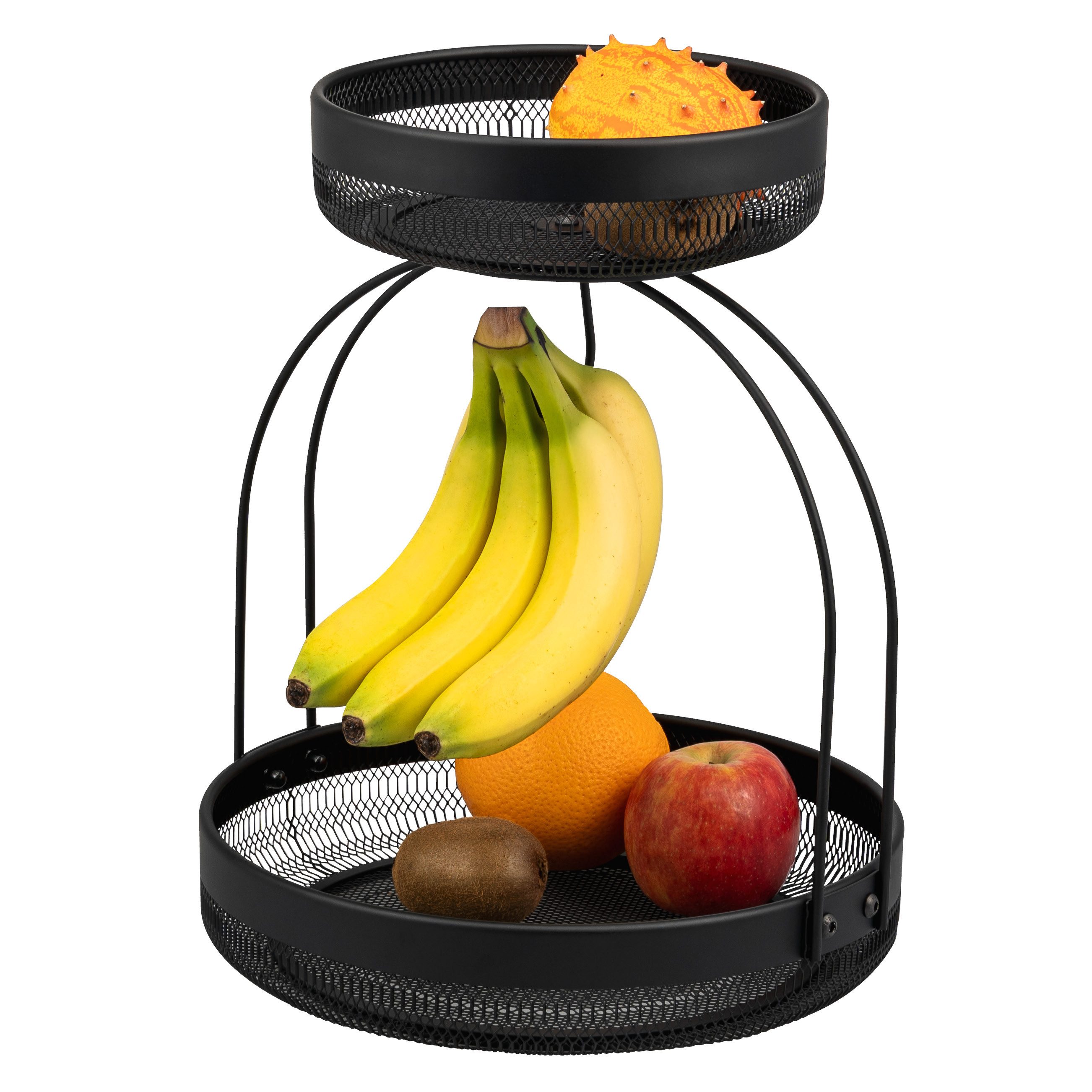 eluno Obstschale 2-stöckige Etagere, Metall, (1-tlg), mit Bananenhalterung