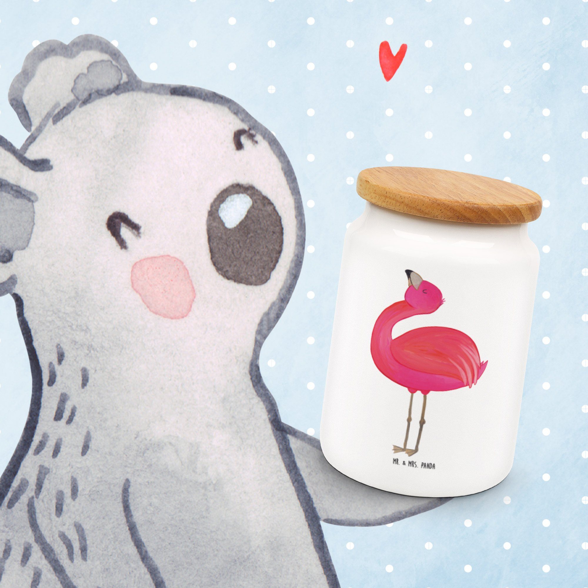 Geschenk, stolz Vorratsbehälter, rosa, Vorratsdose Mr. Panda & (1-tlg) Flamingo Mrs. Vorratsdose, Weiß Keramik, - -
