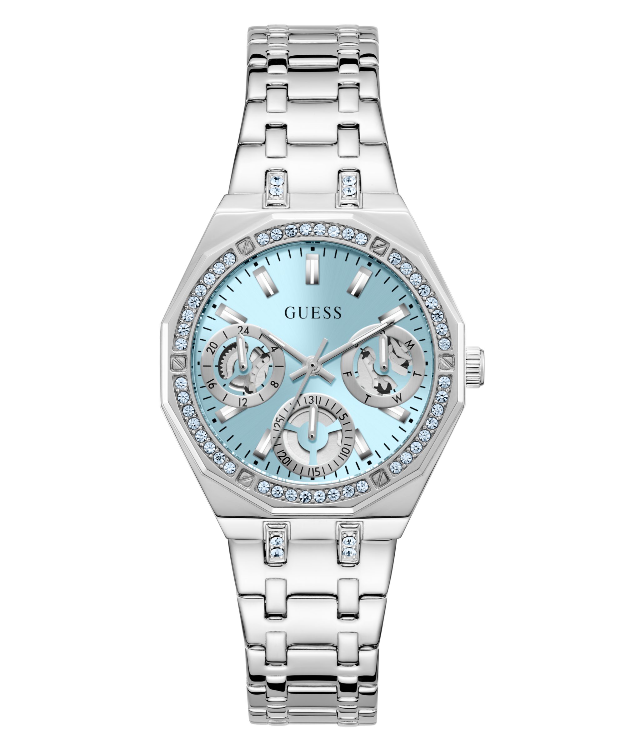 Guess Multifunktionsuhr QUINN GW1009L1, Quarzuhr, Armbanduhr, Damenuhr, Edelstahlarmband, Datum