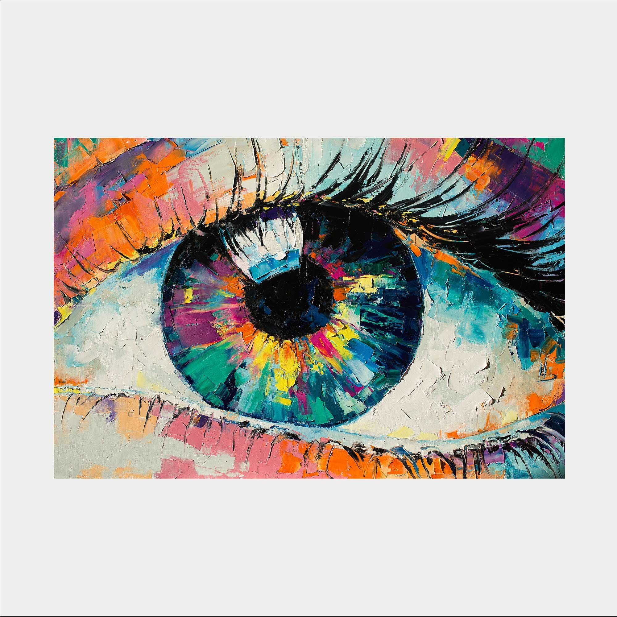 WallSpirit Leinwandbild "Das Auge" Modern Art - moderner Kunstdruck - XXL Wandbild, Leinwandbild geeignet für alle Wohnbereiche