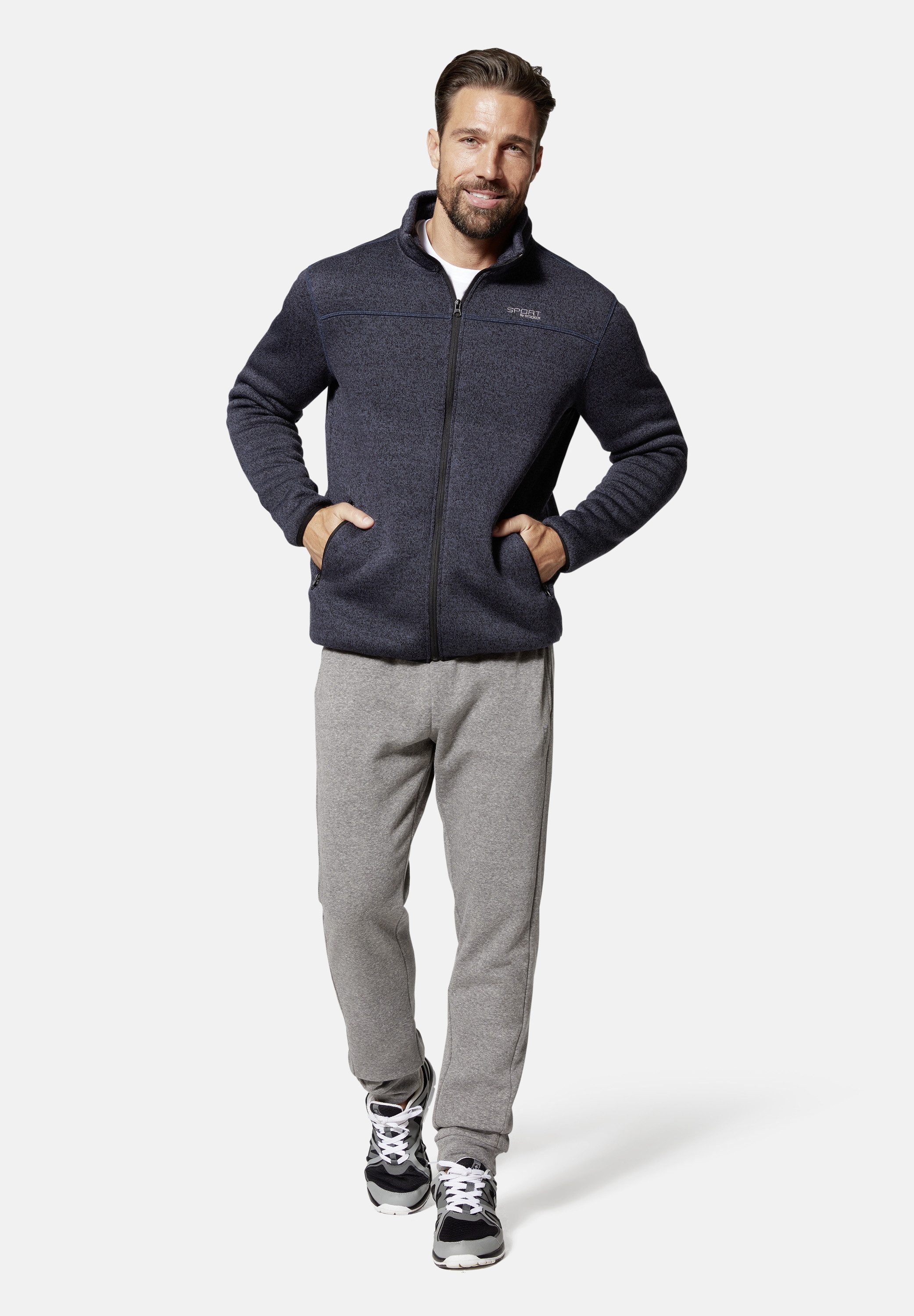 Stooker Men Sweatjacke JOEL mit Stehkragen Strick-Fleecejacke Sherpa fleece Straight Fit Casual Sherpa für Herren